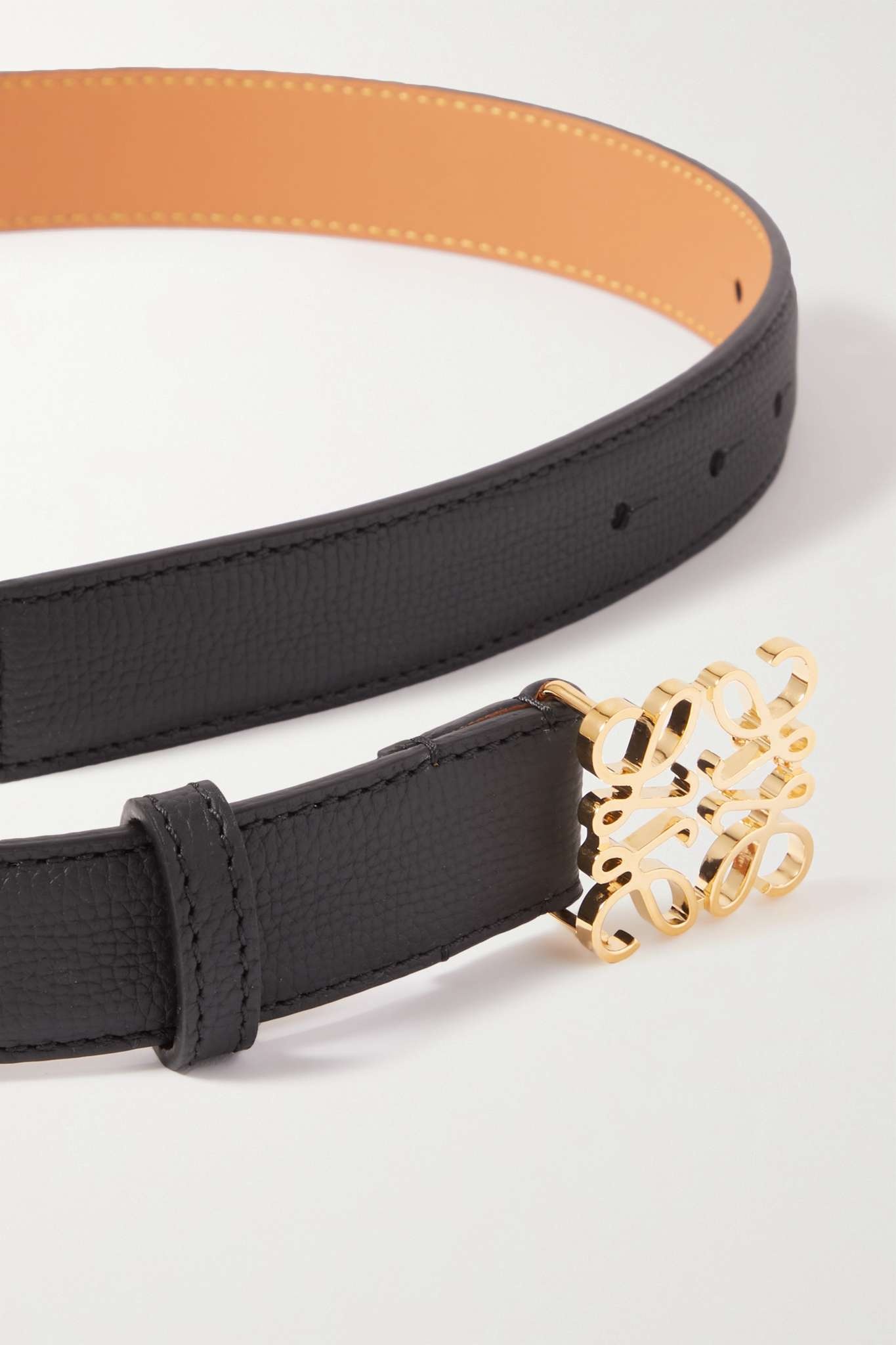 Anagram textured-leather waist belt - 3