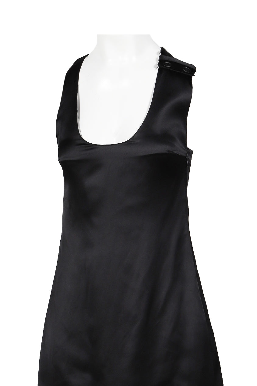DOUBLE BUCKLE SATIN DRESS / BLK - 5