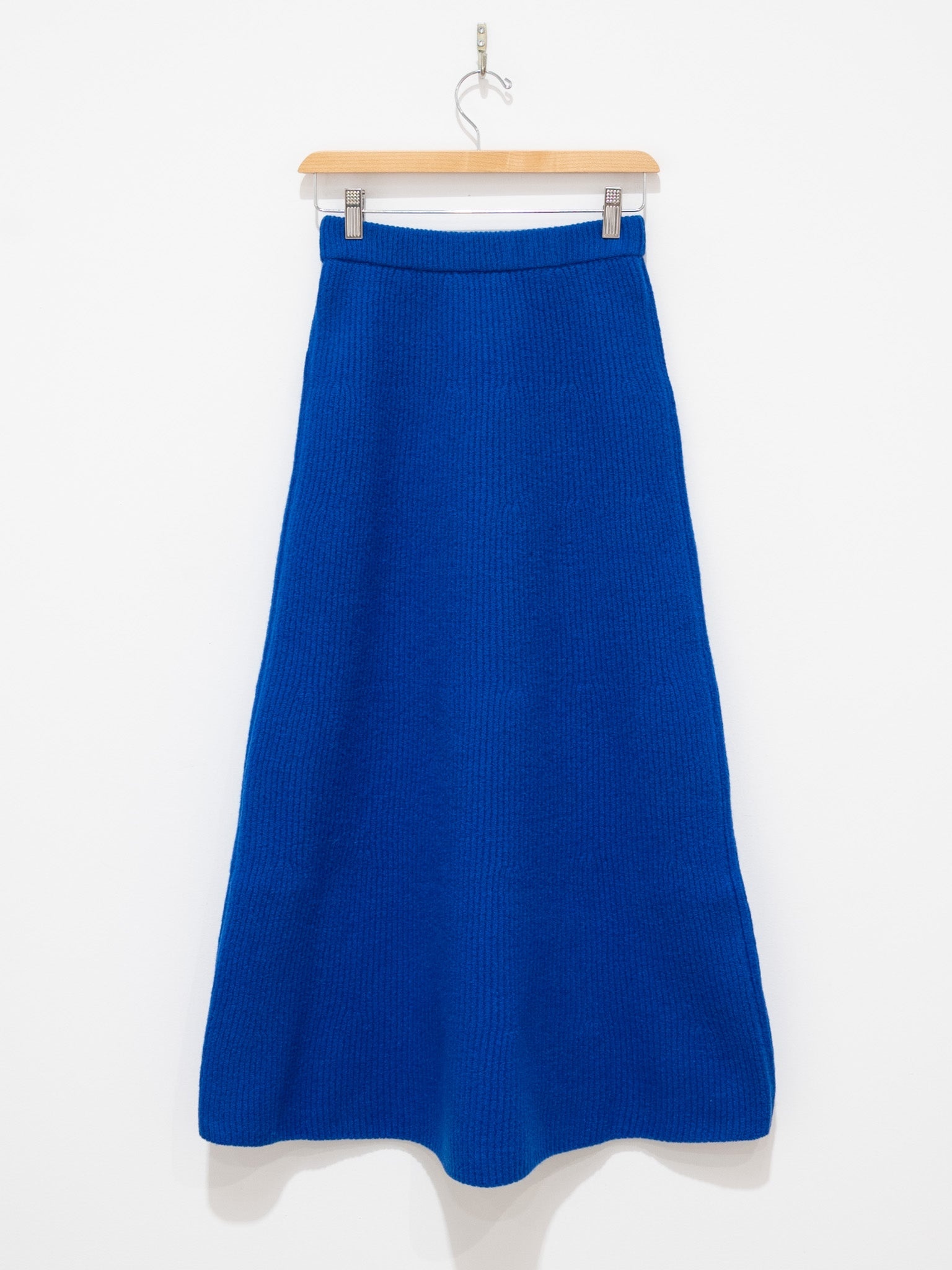 Milled French Merino Rib Knit Flare Skirt - Royal Blue - 9