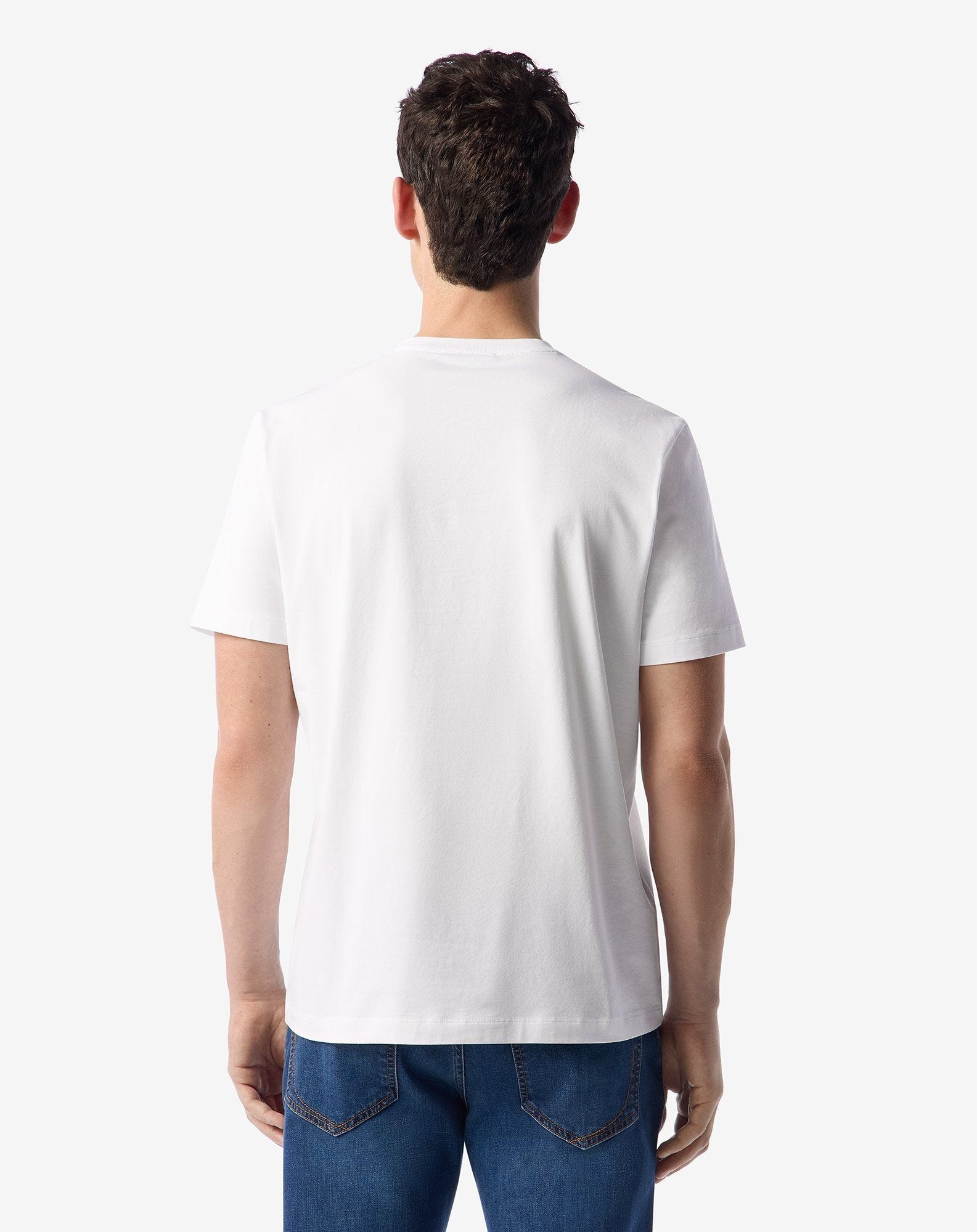 White crew neck stretch cotton jersey t-shirt - 3