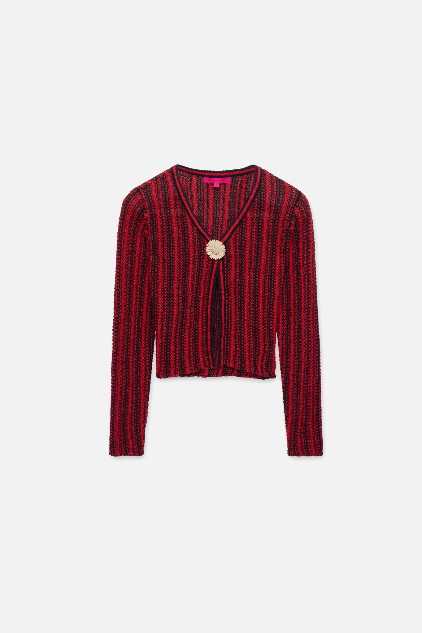 STRIPE FLORAL OPEN CARDIGAN - 1