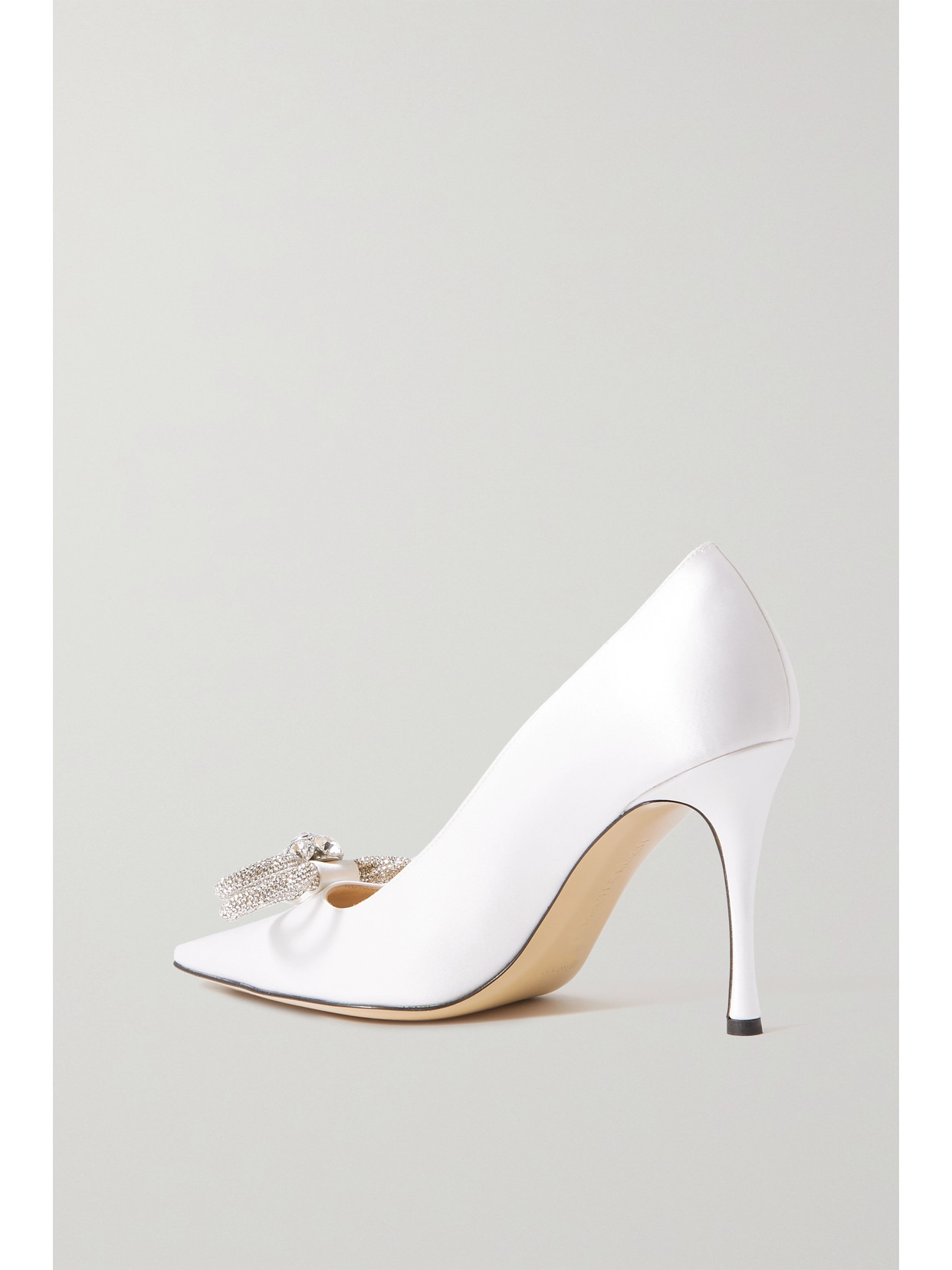 Double Bow Crystal-embellished Satin Pumps - 3
