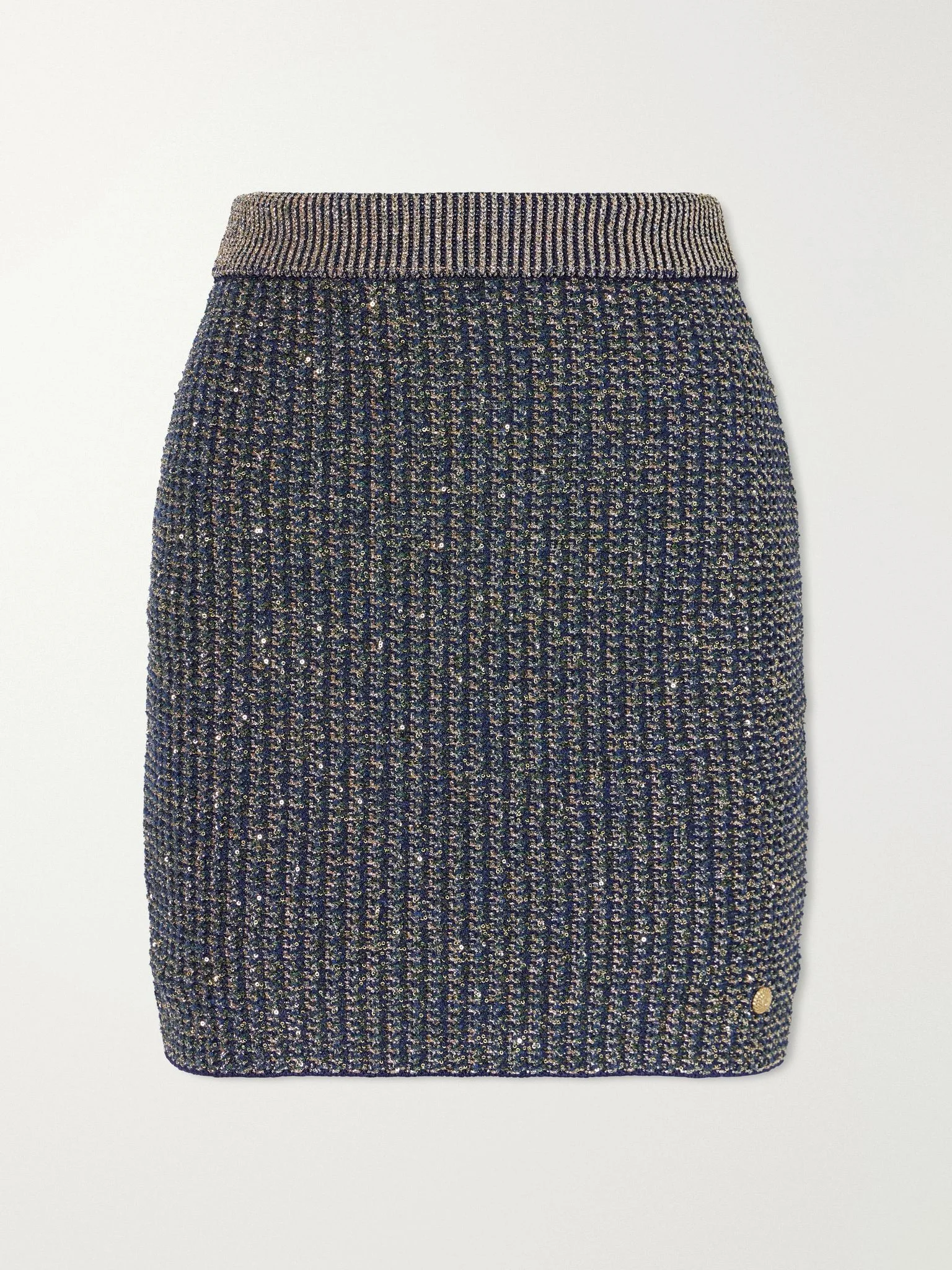 Embroidered metallic tweed mini skirt Metallic - 1