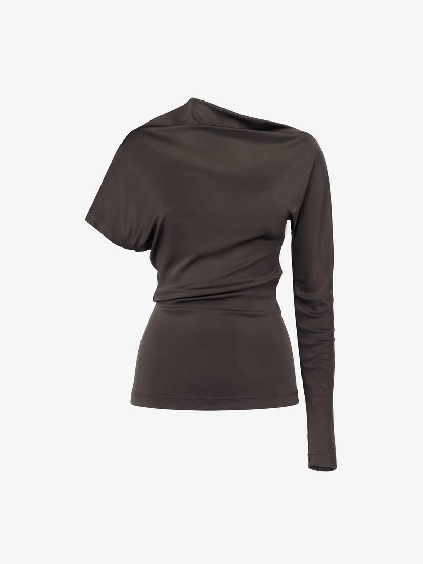 Women's Asymmetric Top in Ebony - 2