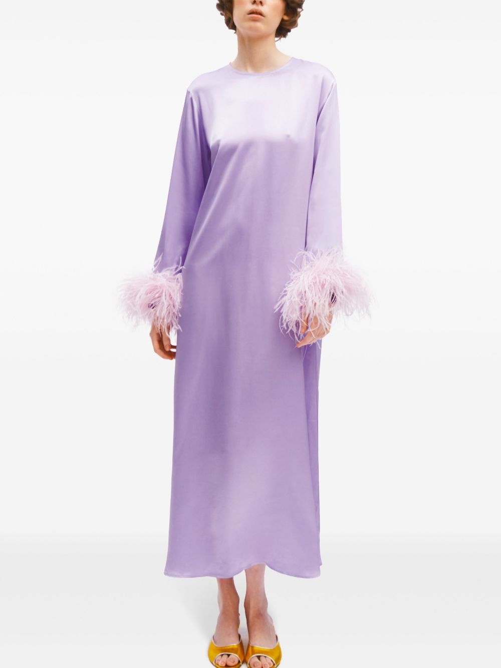 feather-trim dress - 8