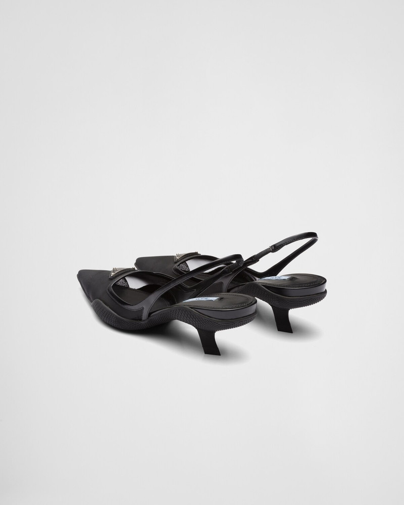 Mesh fabric slingback pumps 5