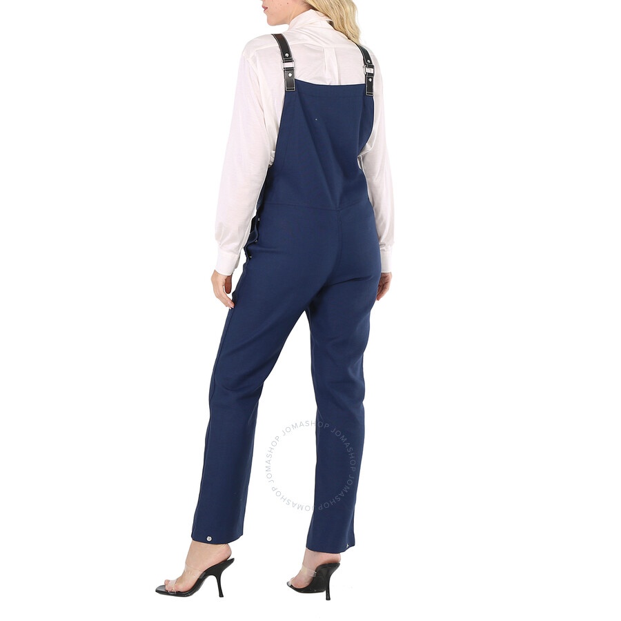 Burberry Ladies Dark Canvas Blue Square-Neck Slim-Cut Dungarees - 6