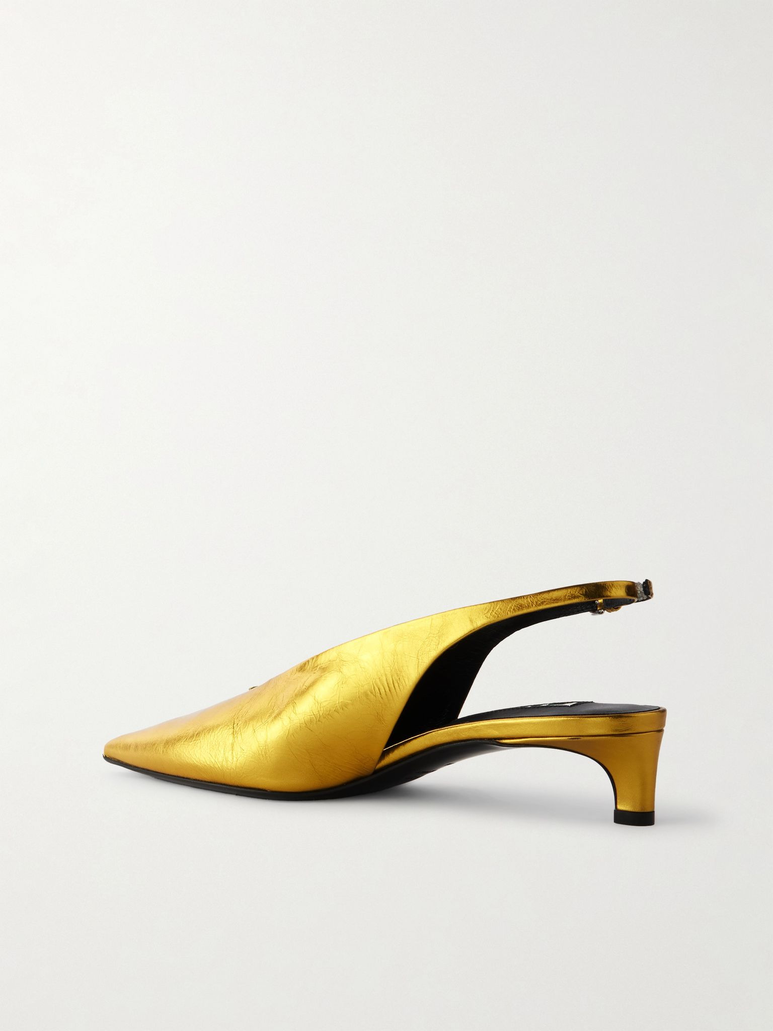 Metallic-leather slingback pumps Gold - 3