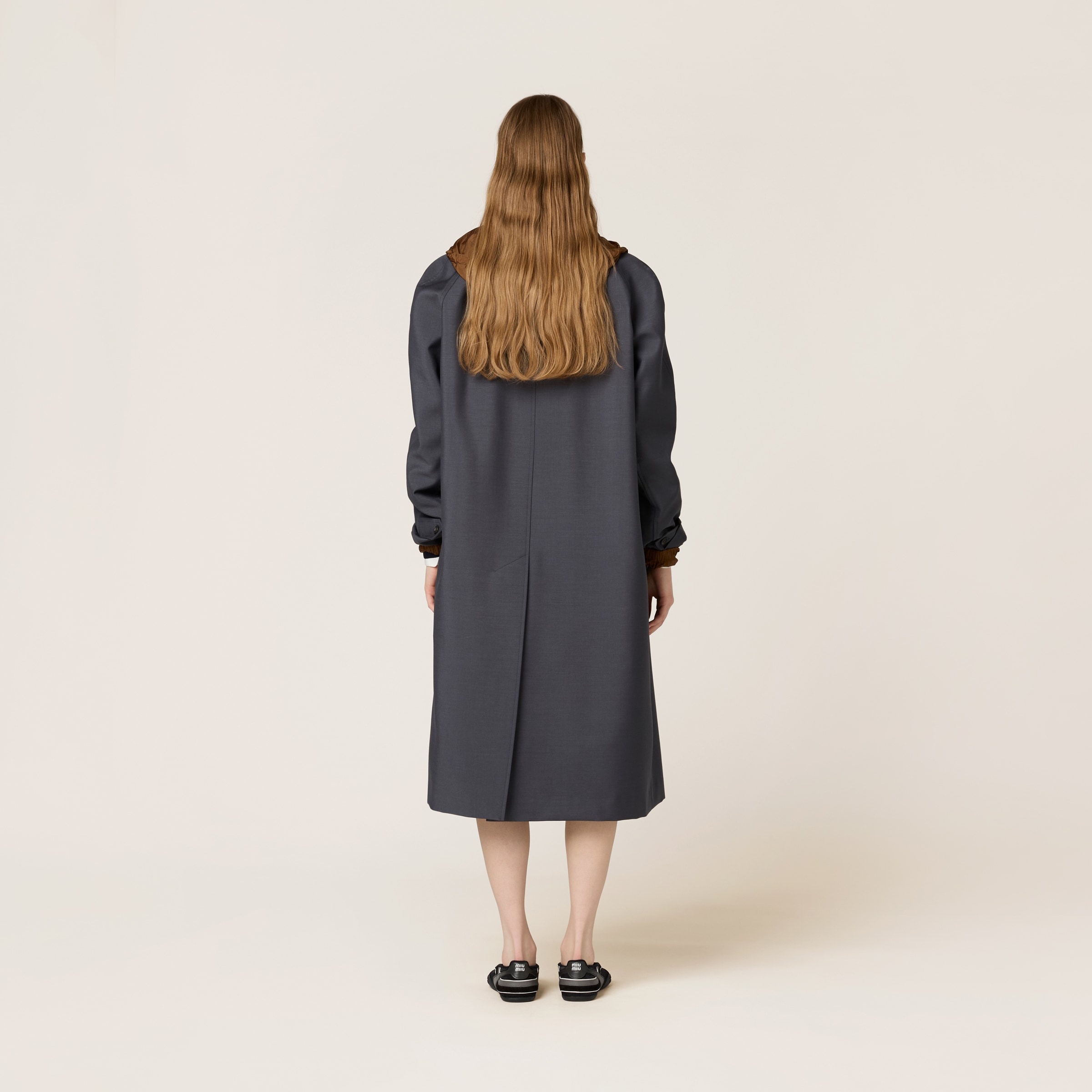 Single-breasted kid mohair and technical pongé coat - 3