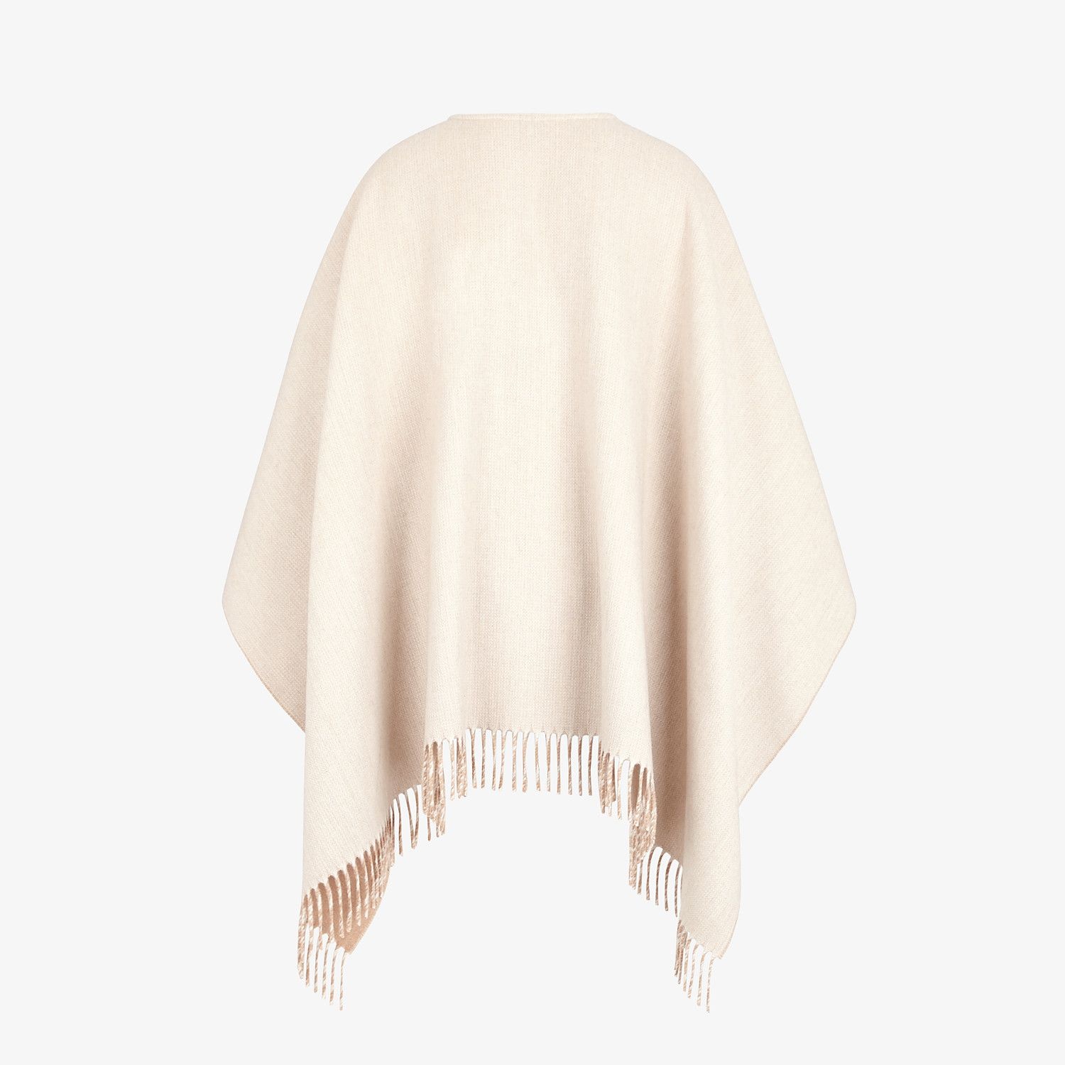 Beige wool and cashmere poncho - 2