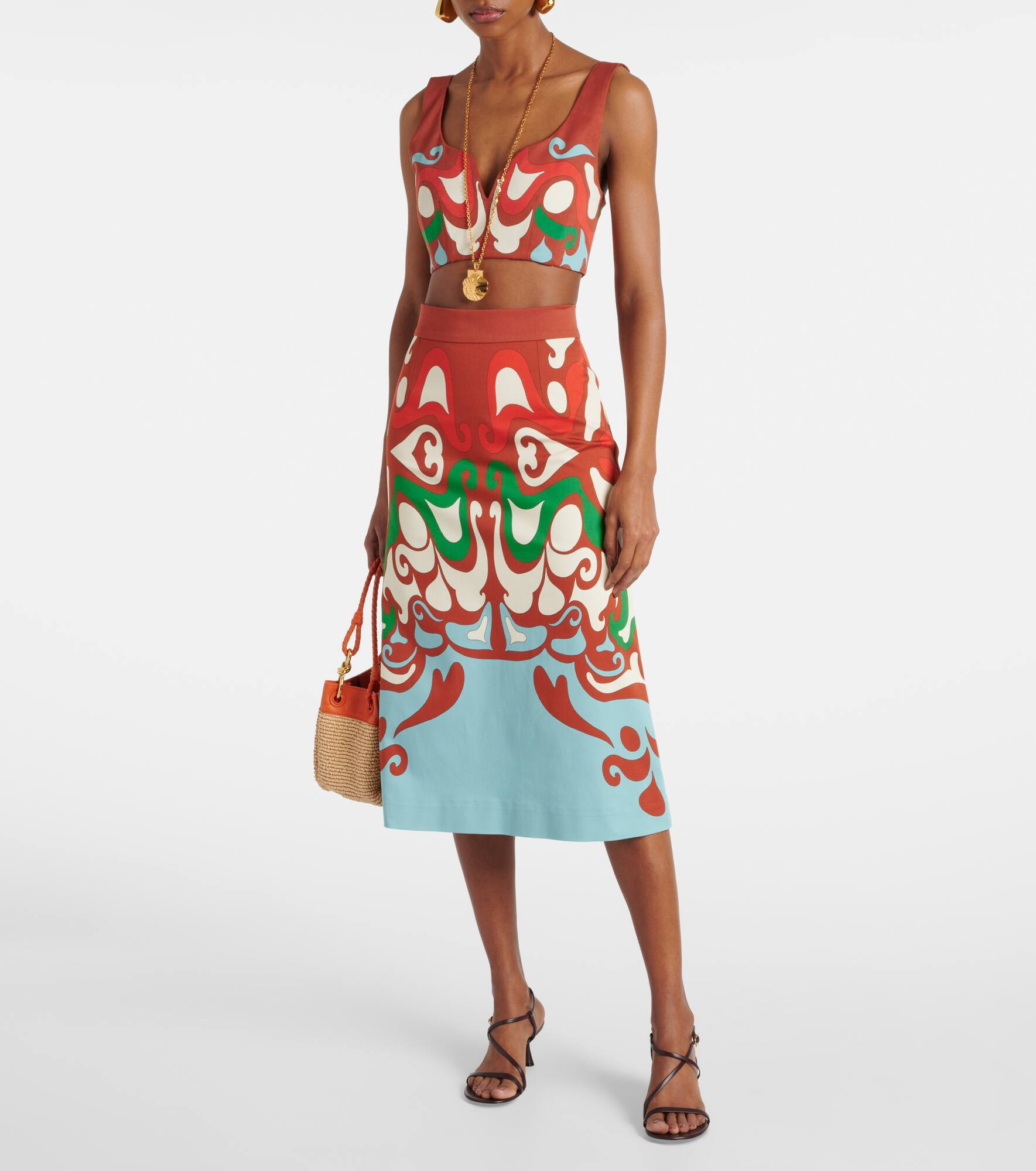Baia printed cotton-blend crop top - 2