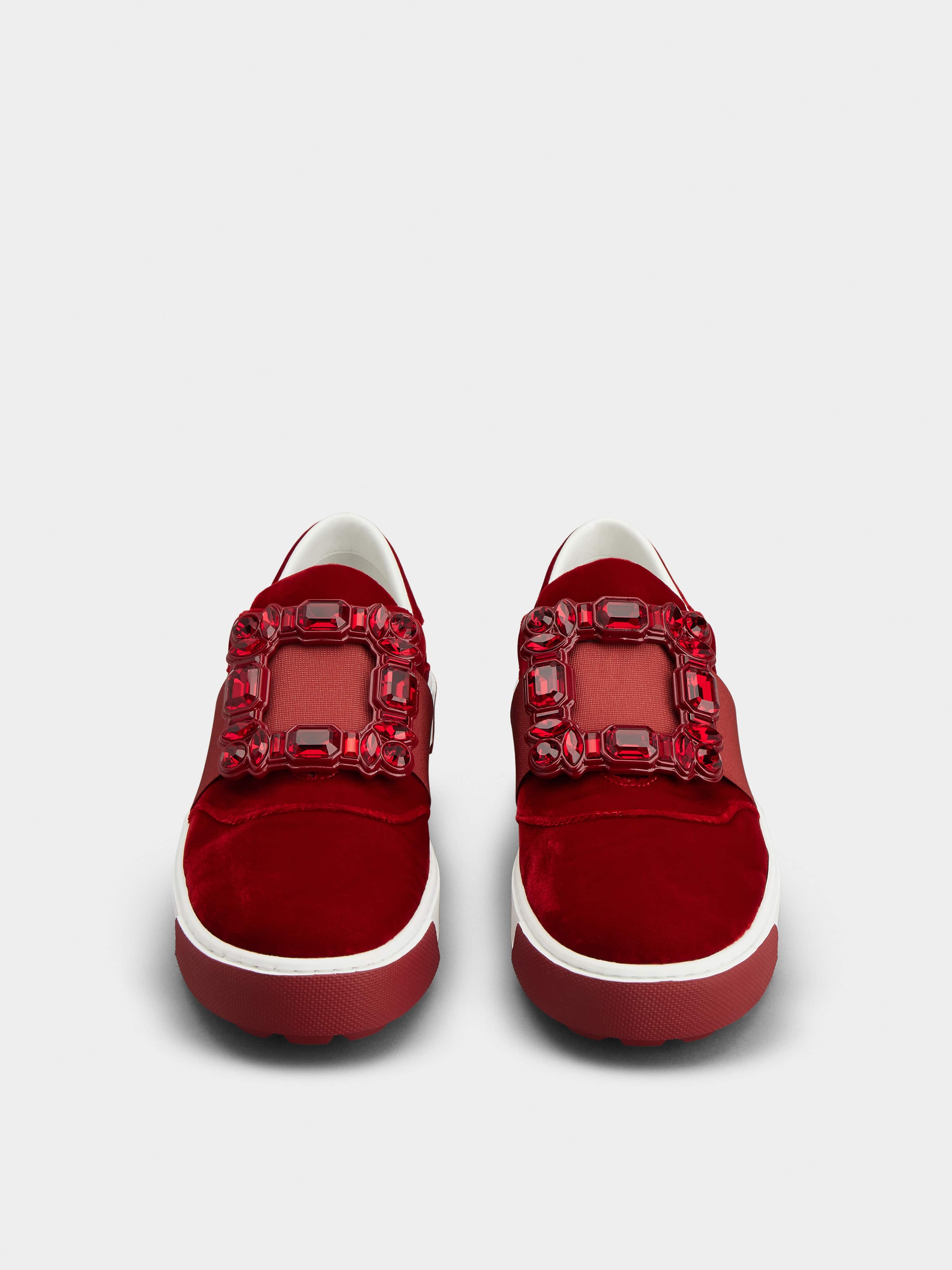 Very Vivier Strass Buckle Sneakers in Velvet - 8