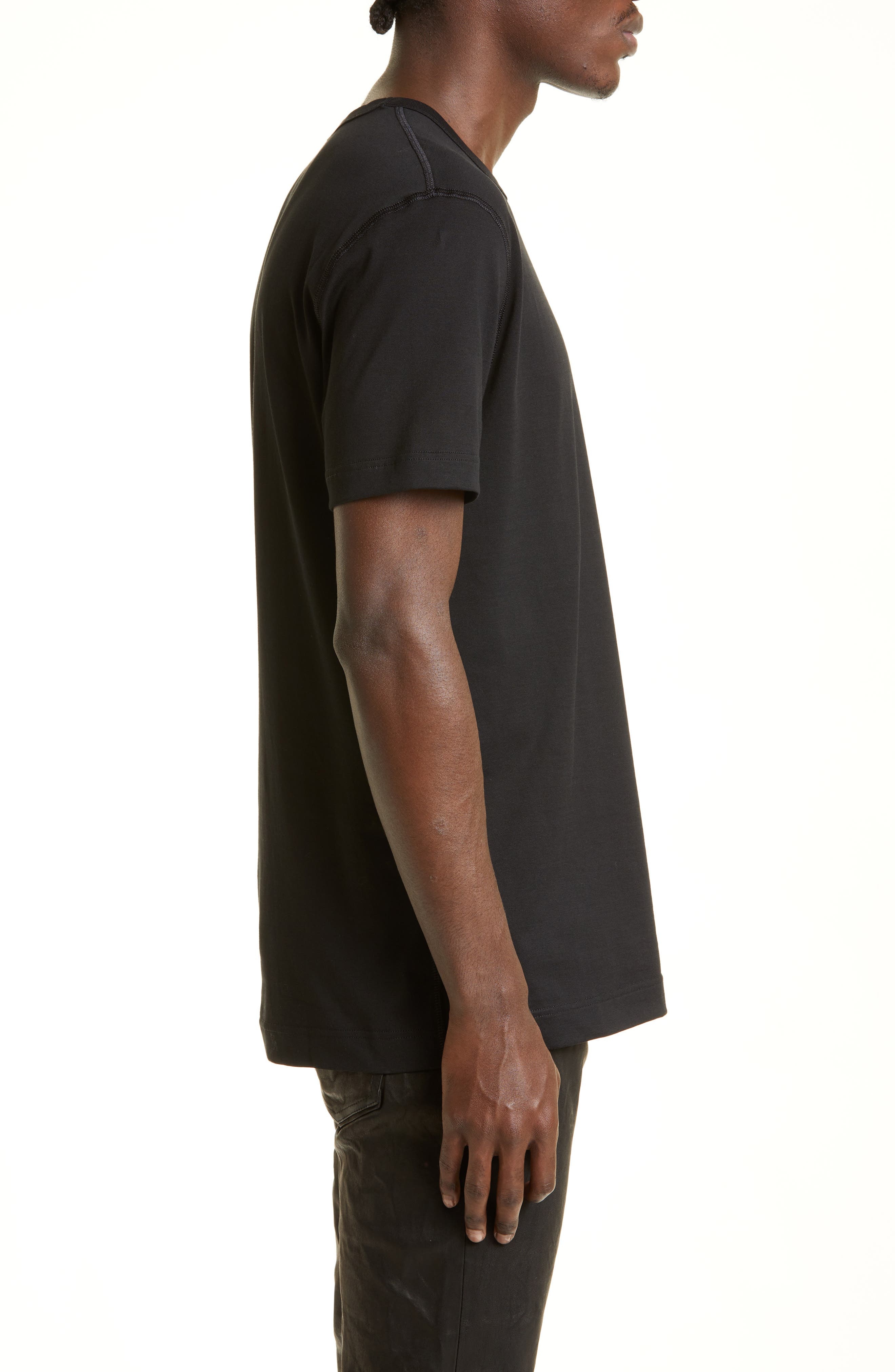Logo Plate Crewneck Cotton T-Shirt - 3
