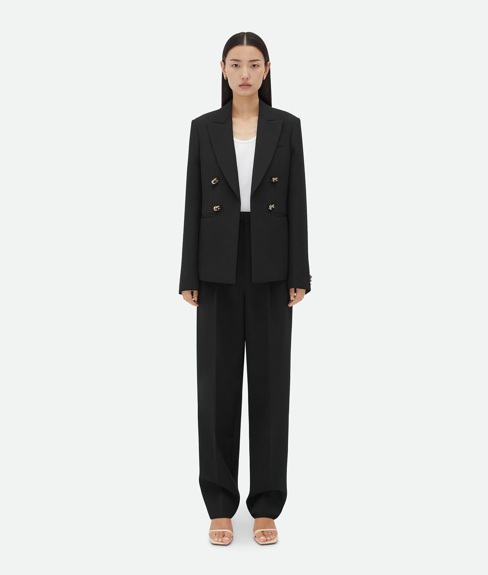 Wool Twill Jacket With Knot Buttons - 1