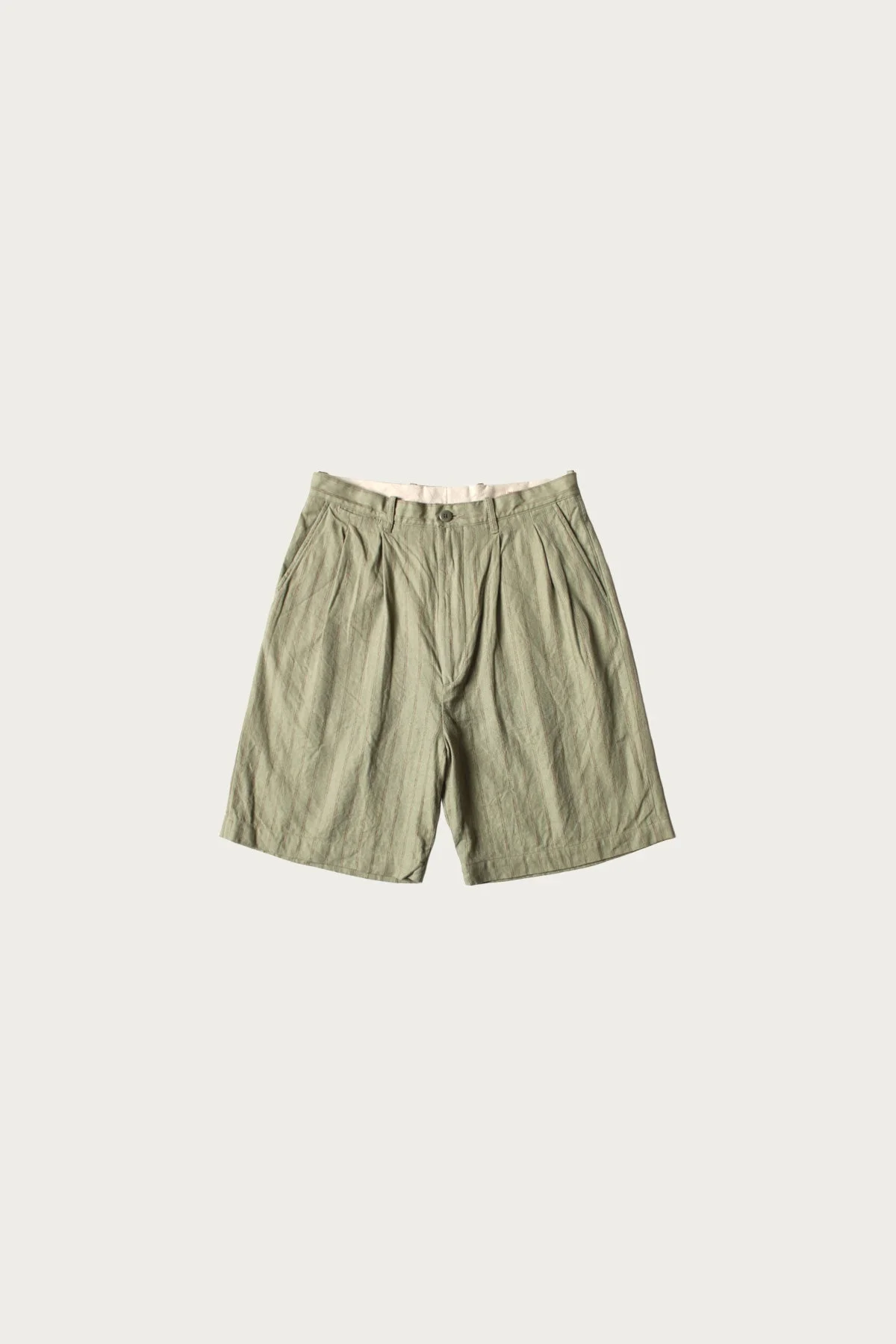 Cotton Linen GIBSON Stripe IVY Short Pants - Light Green - 1