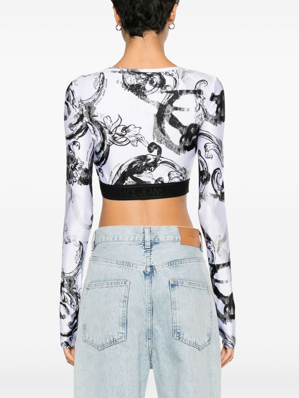 Watercolour Couture-print crop top - 4