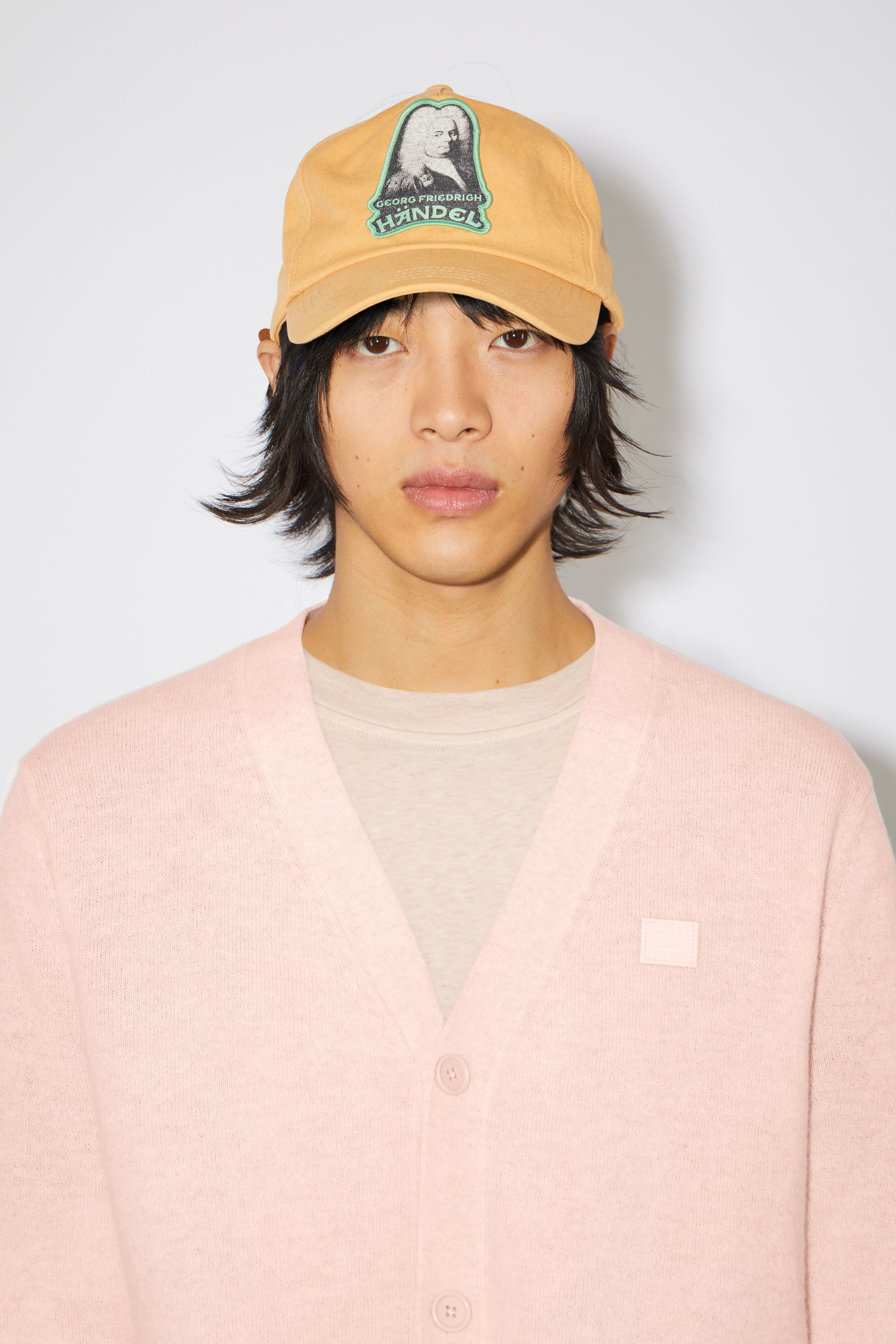 Wool v-neck sweater - Faded pink melange - 3