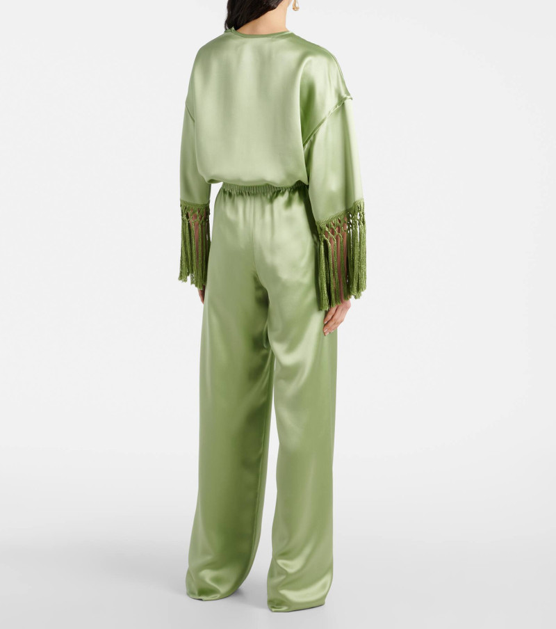 High-rise silk duchess wide-leg pants 3