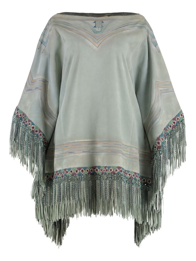 Etro beaded-fringe poncho outlook