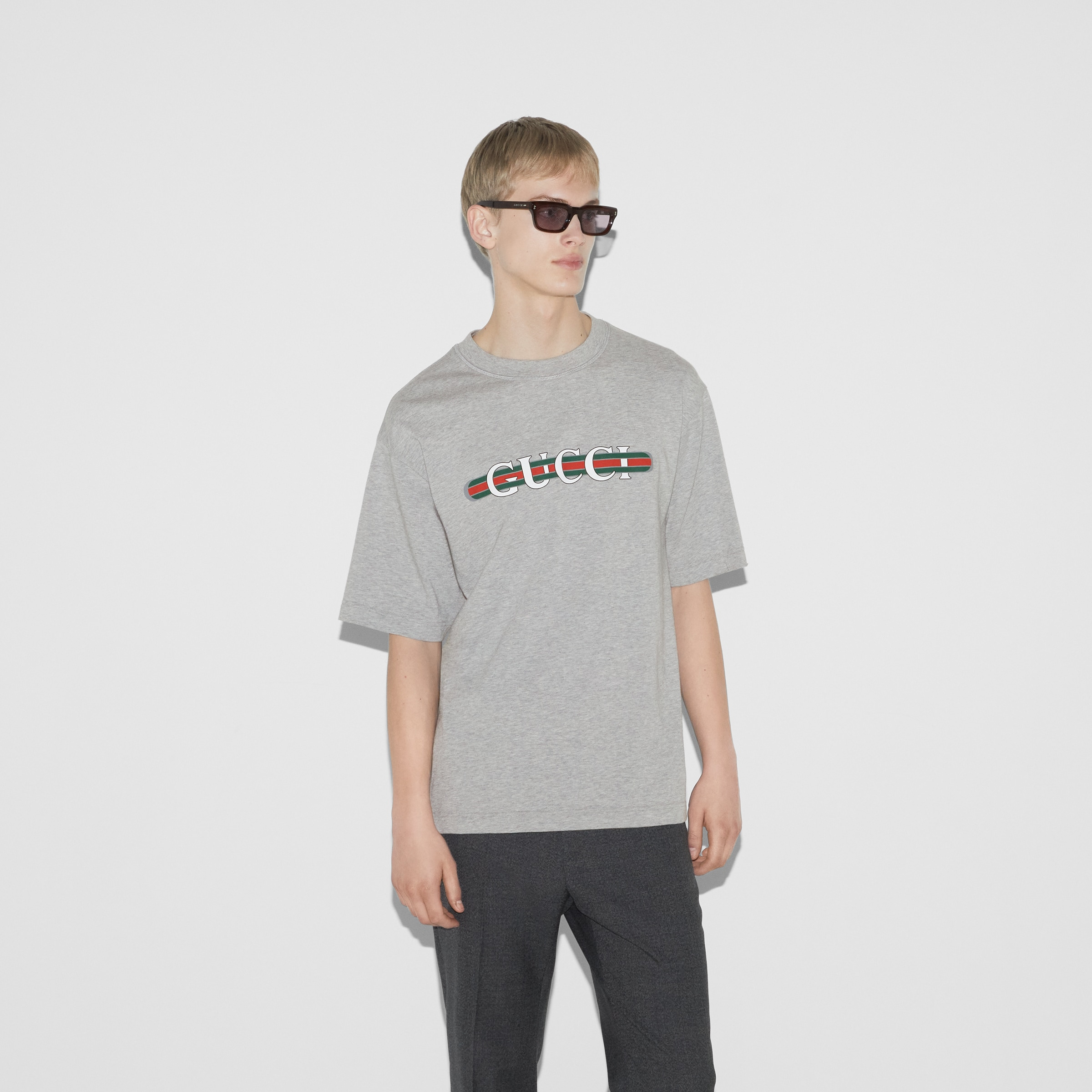 Cotton jersey T-shirt with Gucci print - 3
