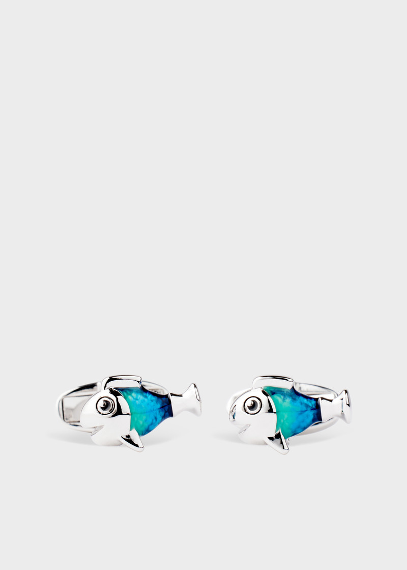 Blue and Green 'Fish' Cufflinks 1