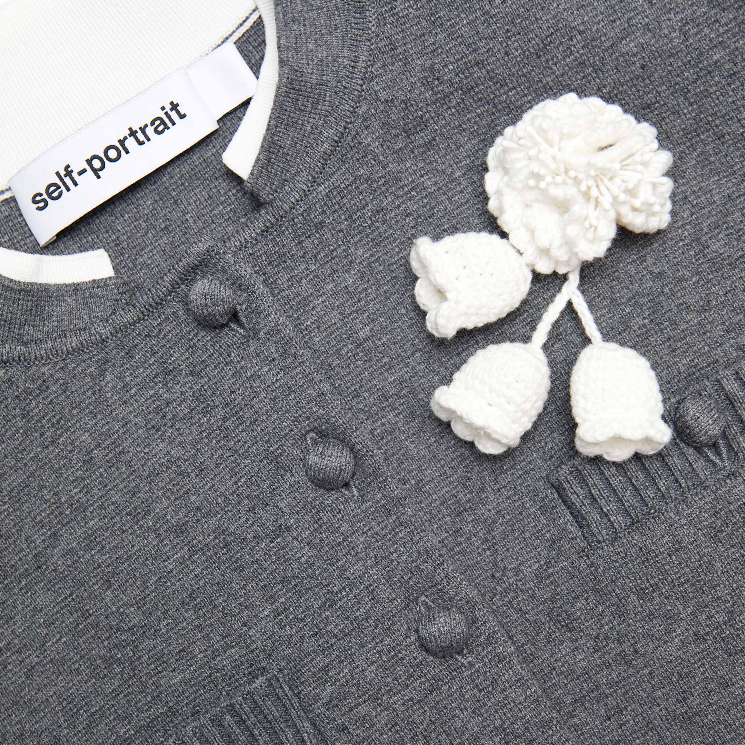 Grey Crochet Flower Cardigan - 5