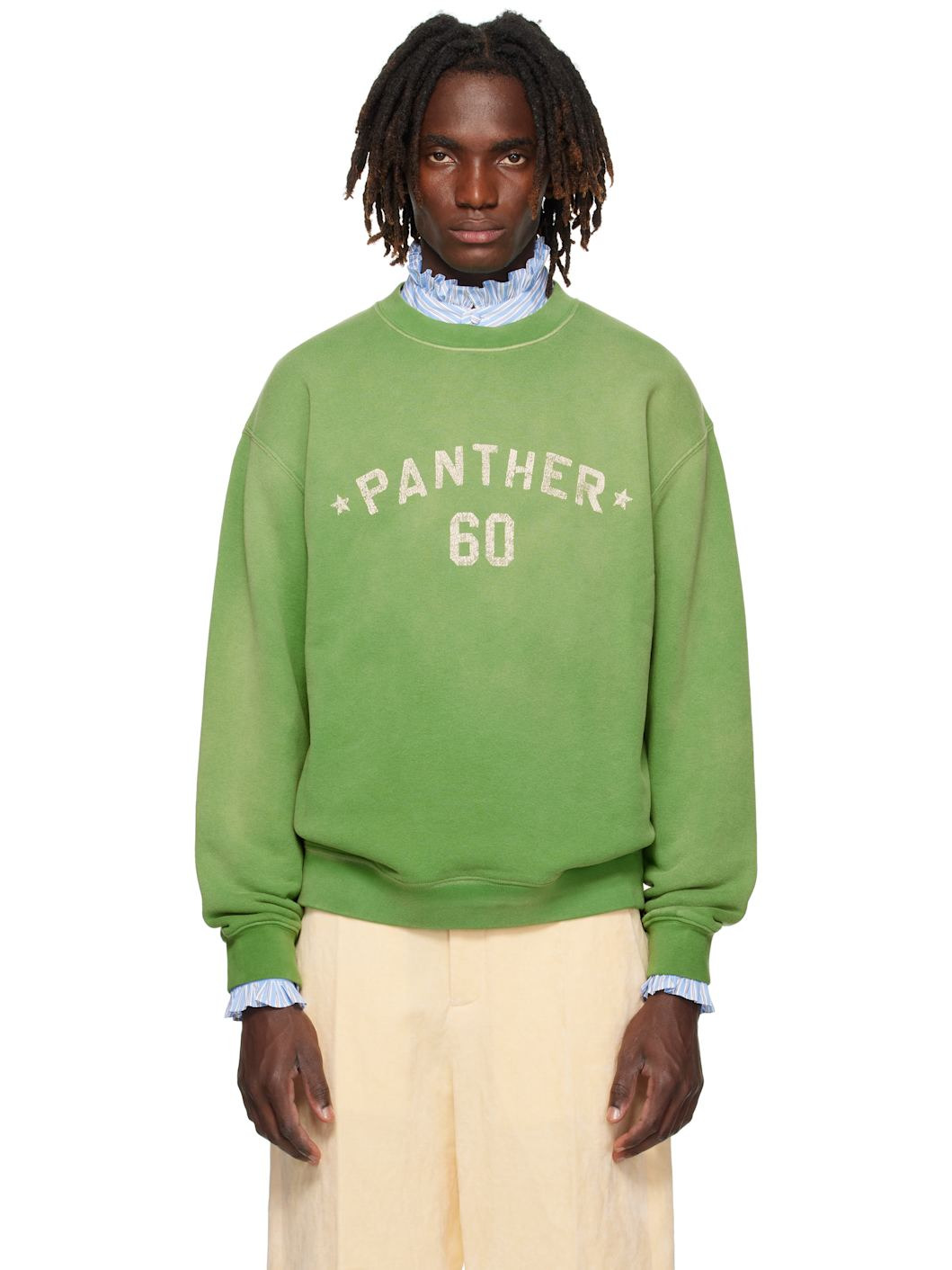 Green 'Chez Valentino' Print Cotton Sweatshirt - 1