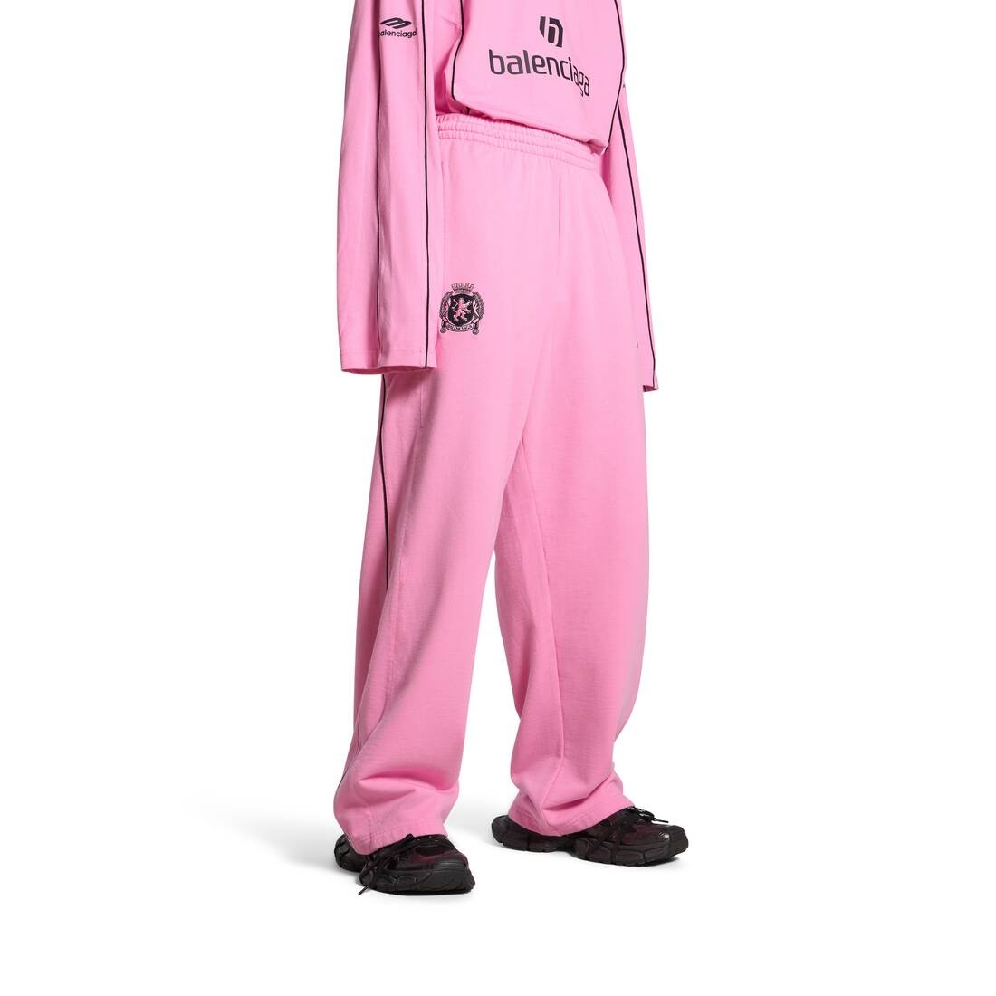 Men's Soccer Baggy Sweatpants in Pink/black - 5
