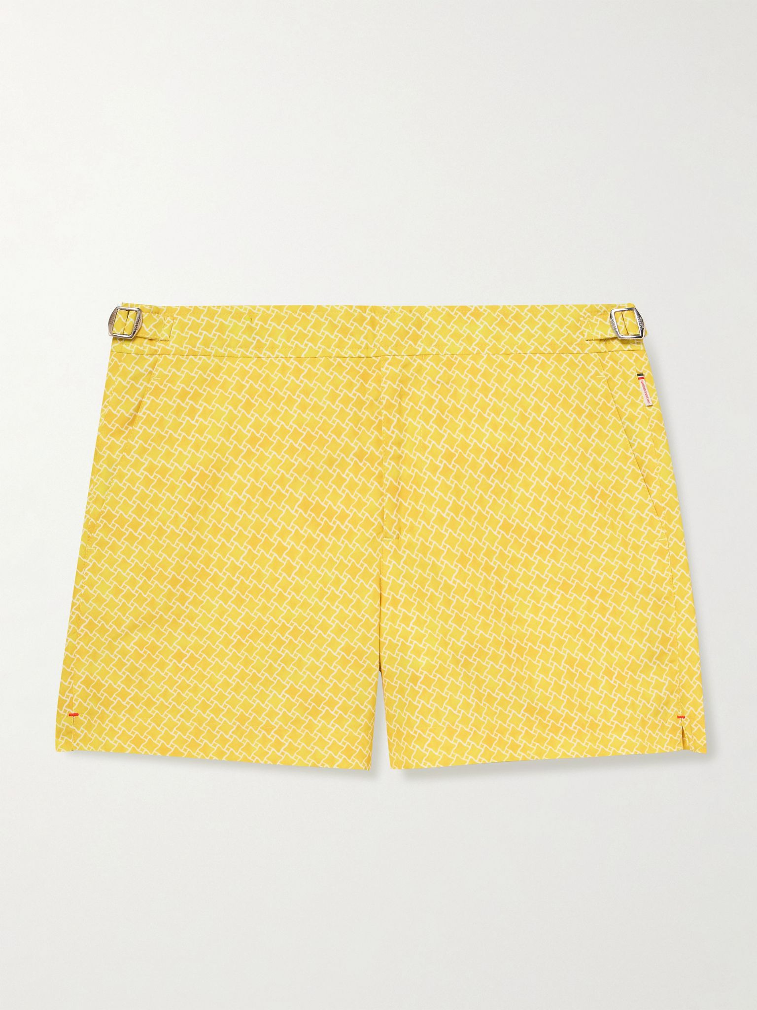 Setter Slim-Fit Mid-Length Printed Recycled Swim Shorts Yellow - 1