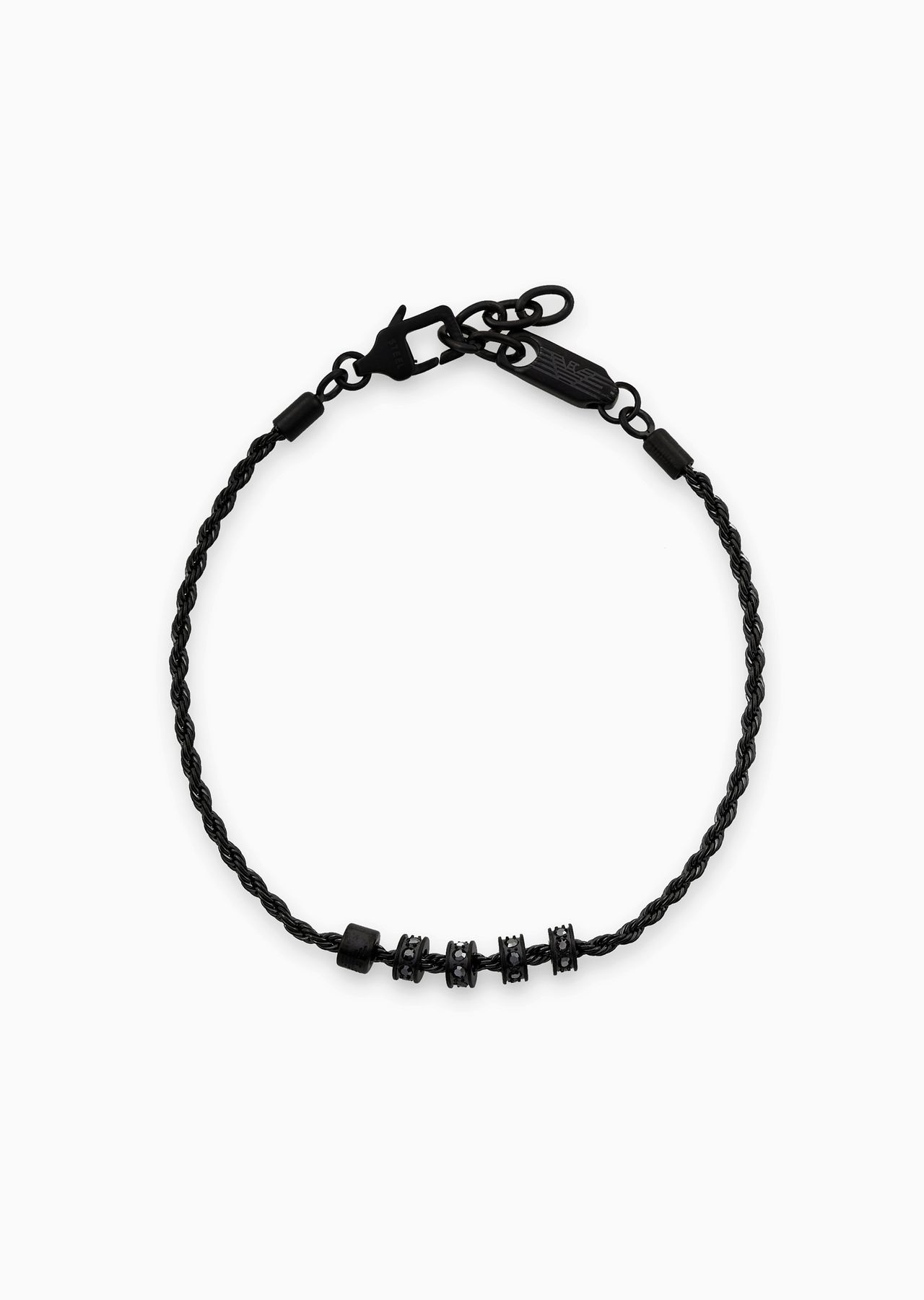 Gunmetal Stainless Steel Chain and Rondelle Bracelet - 1