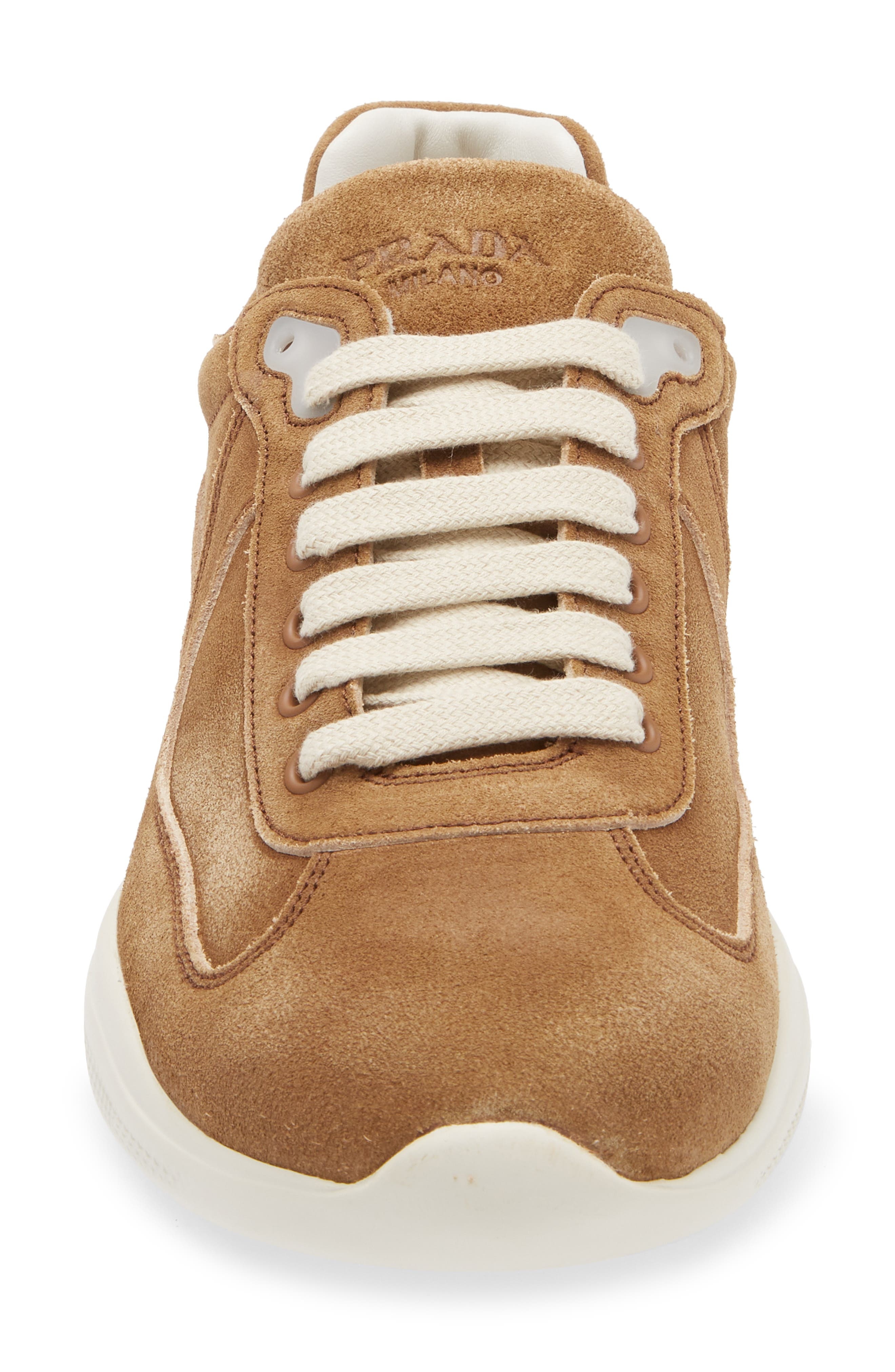 Prada America's Cup Suede Sneaker in Cannela at Nordstrom - 4