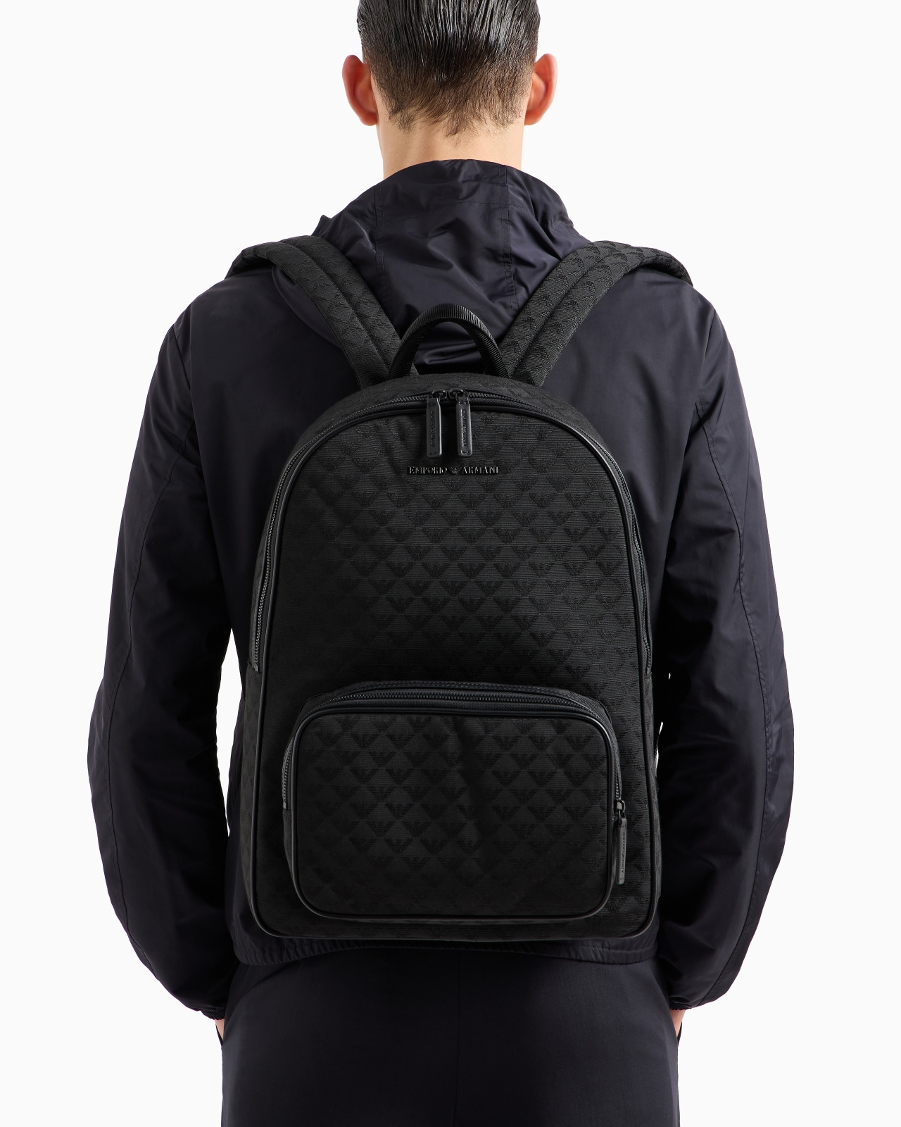 Nylon backpack with all-over jacquard eagle - 6