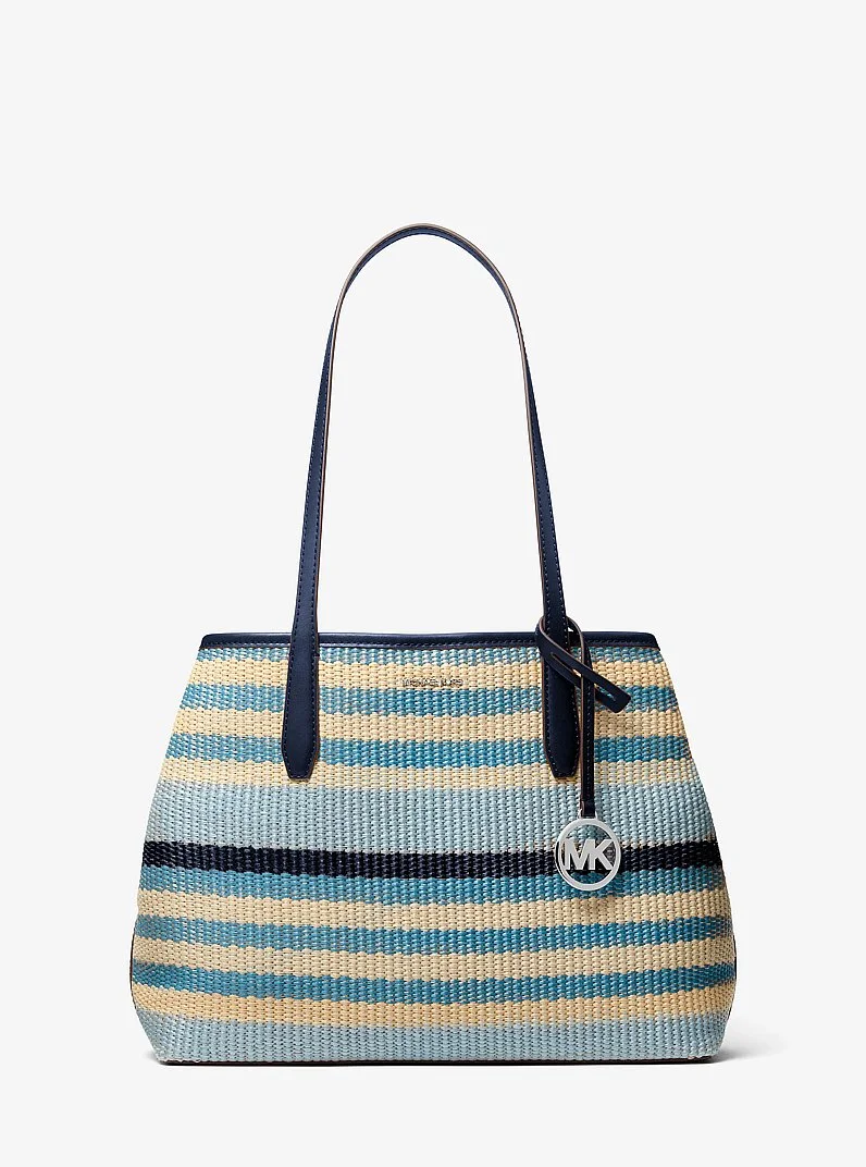 Avalon Medium Striped Woven Tote Bag - 1