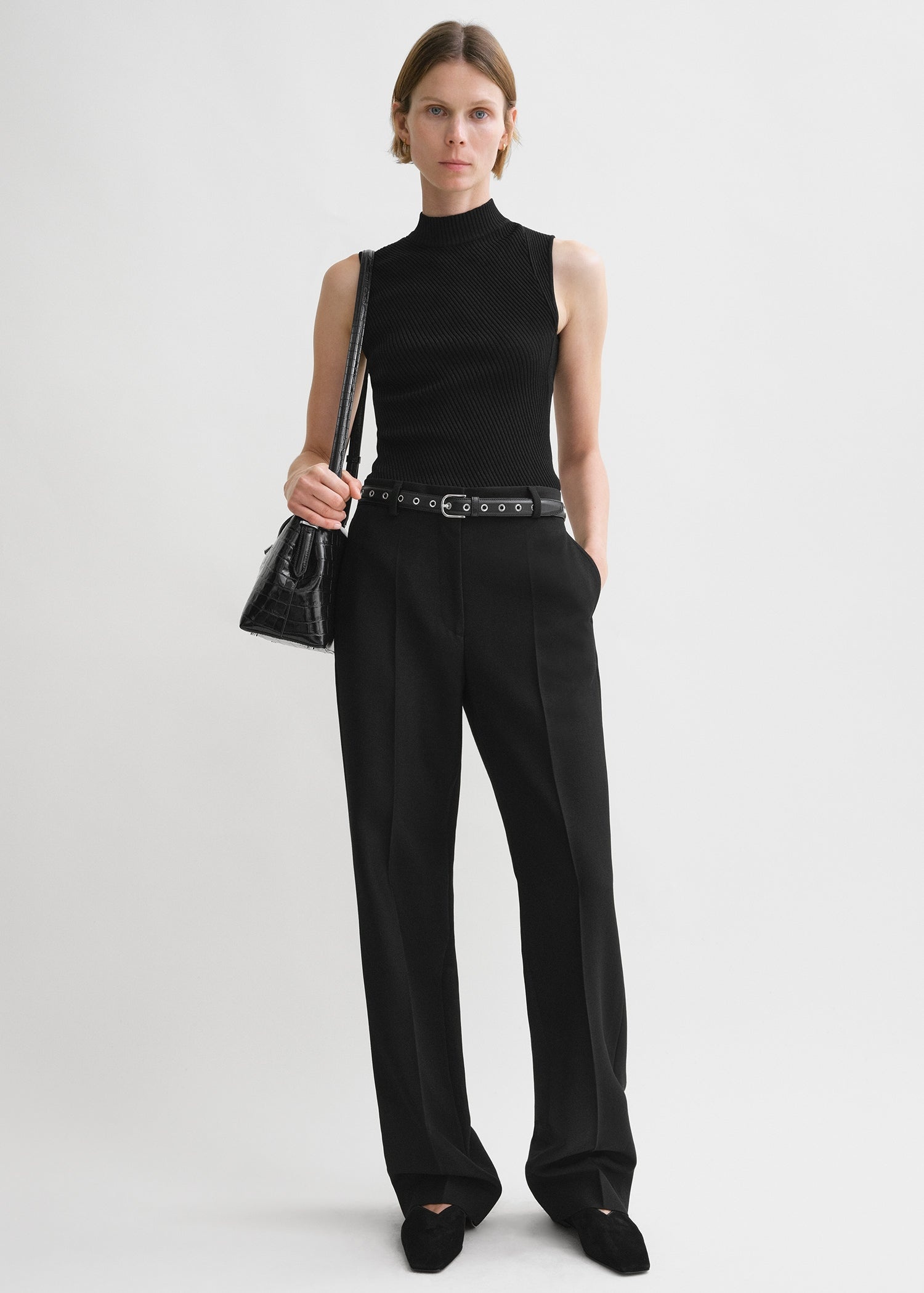 Straight tailored trousers black - 2