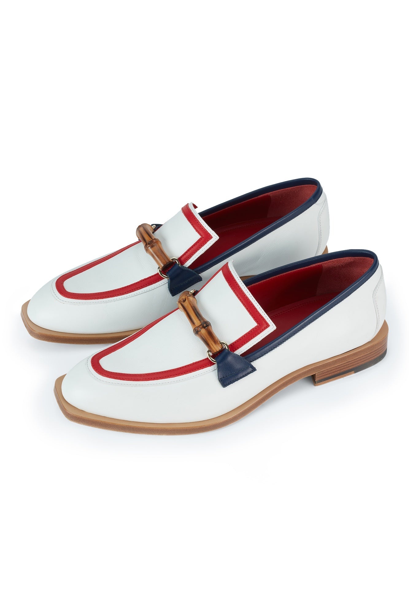 White & Red Leather Envelope Loafer - 1
