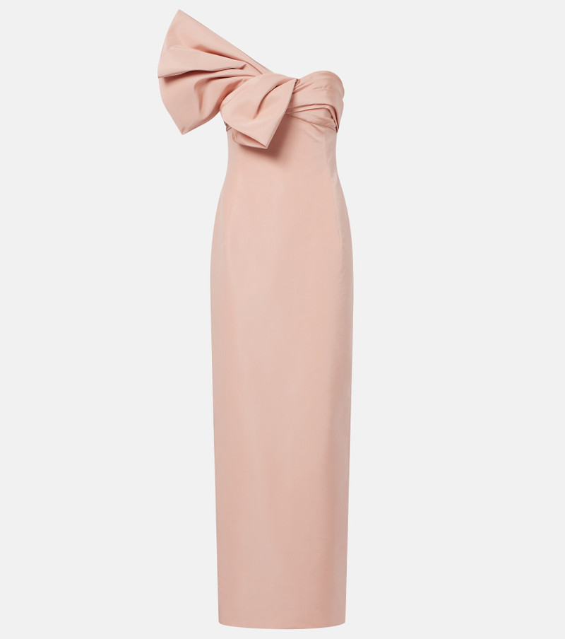 Bow-detail draped silk faille gown 1