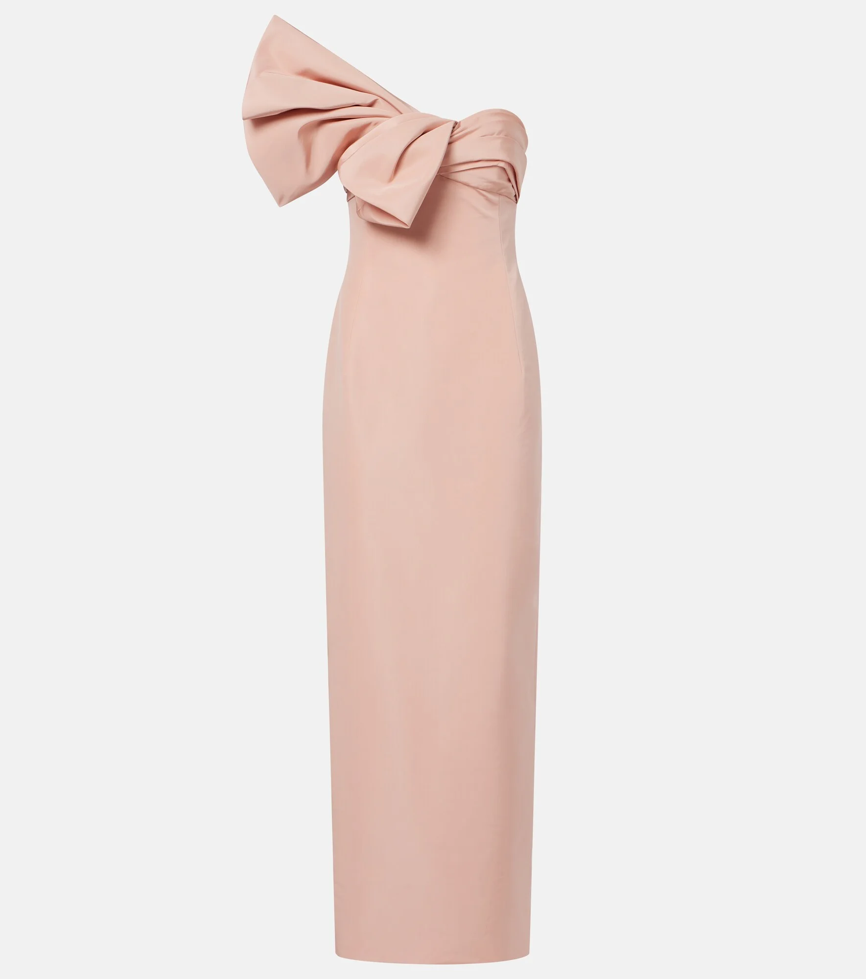 Bow-detail draped silk faille gown - 1