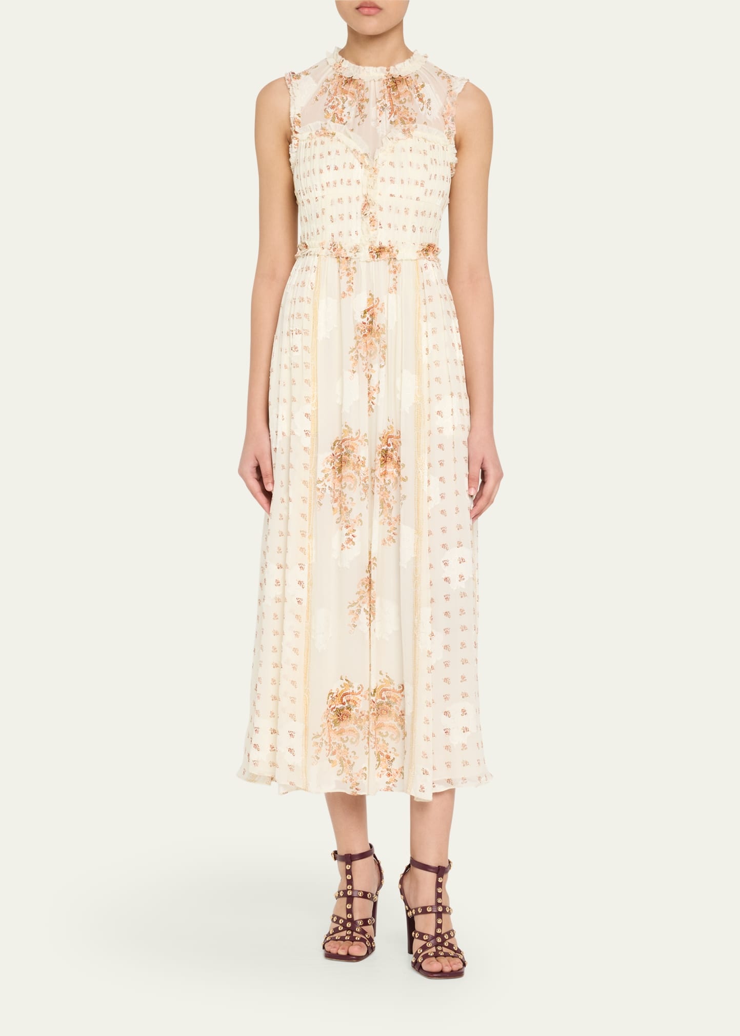 Kasia Sleeveless Floral Silk Midi Dress - 2