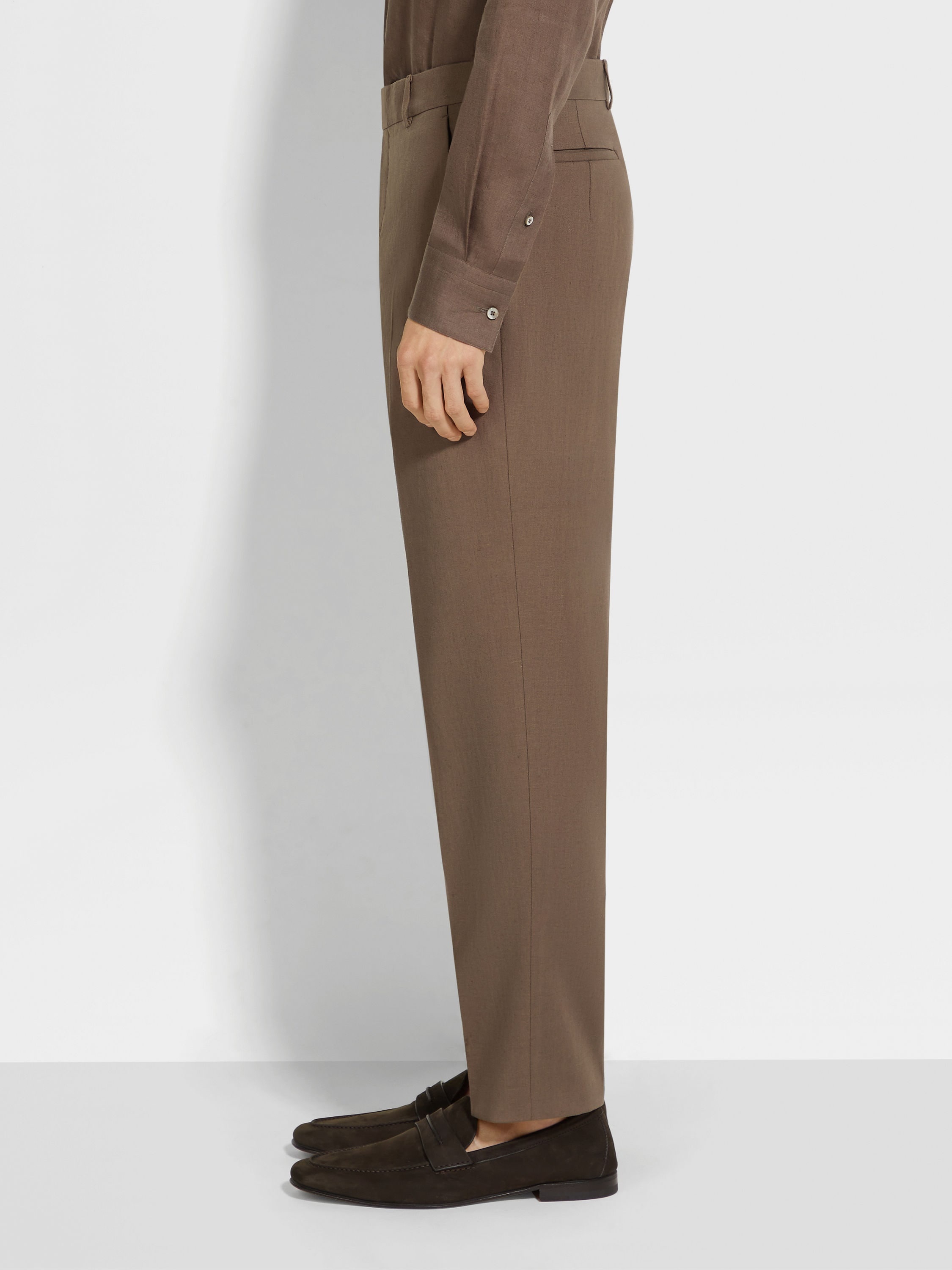 DARK TAUPE OASI LINO PANTS - 4