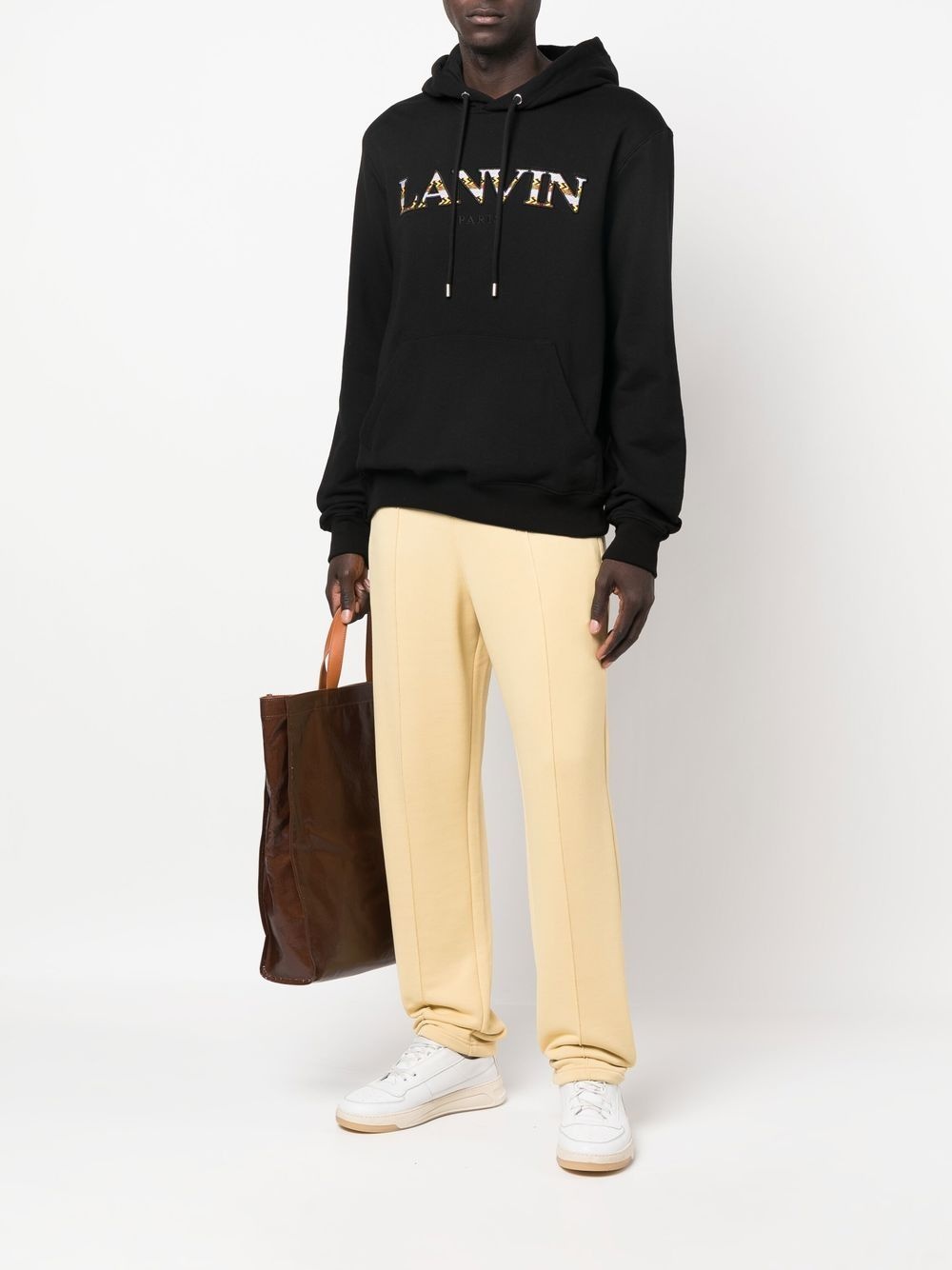 EMBROIDERED-LOGO POUCH-POCKET HOODIE - 4