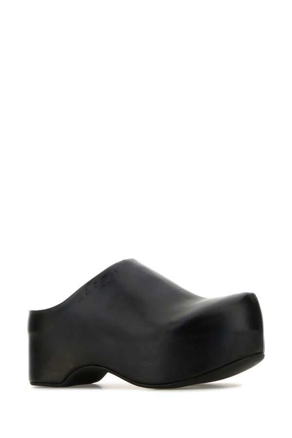 Black nappa leather mules - 2