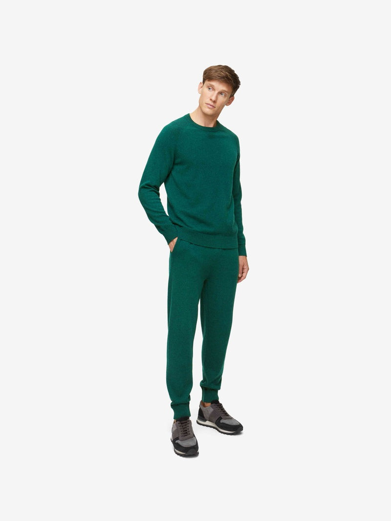 Derek Rose Men's Track Pants Finley Cashmere Dark Green Heather outlook