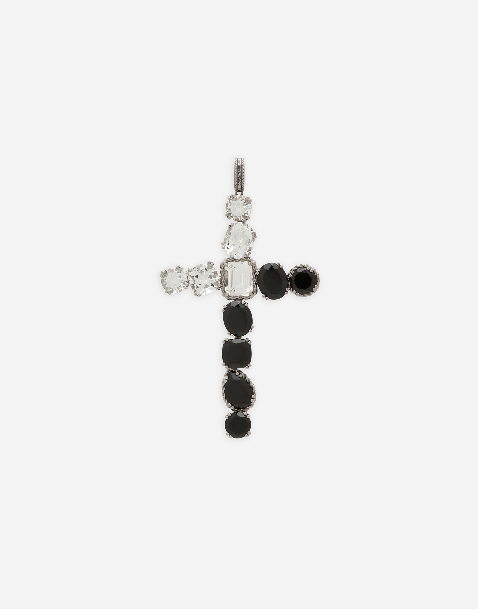 18k white gold Anna charm with colorless topazes and black spinels - 1
