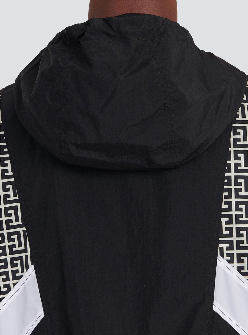 Hooded nylon jacket with Balmain monogram 9