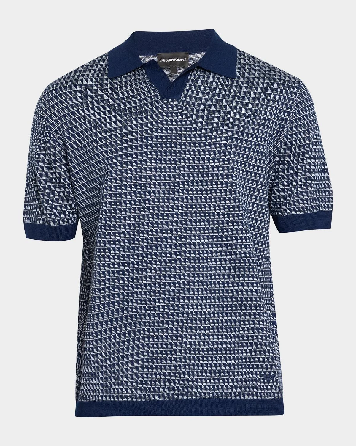 Men's Contrast Triangle Jacquard Short-Sleeve Sweater - 1