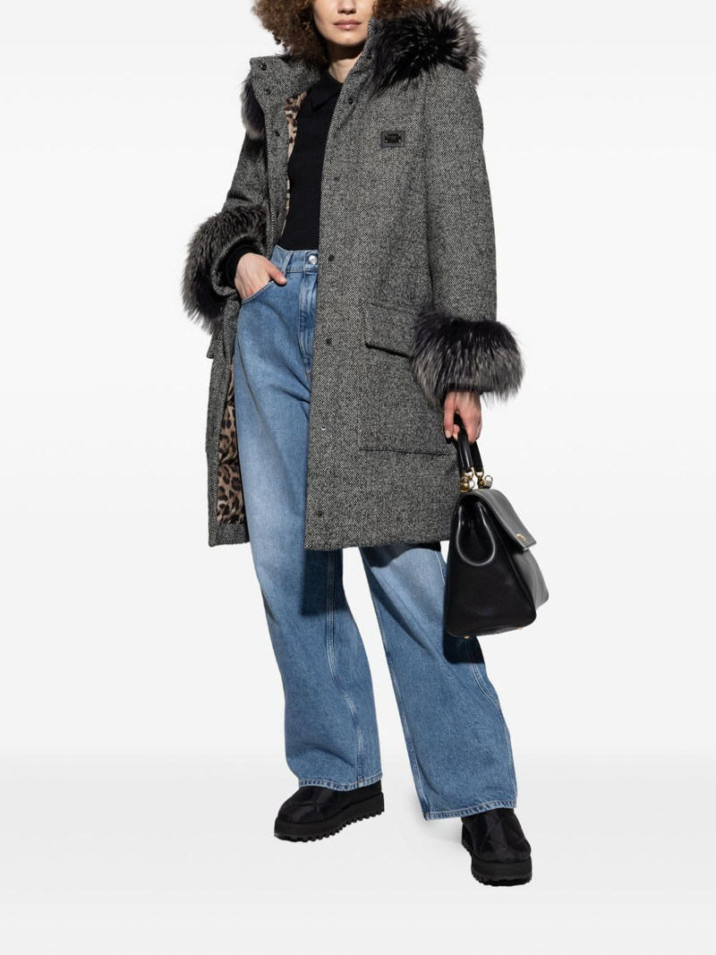 Dolce & Gabbana faux-fur trimmed wool coat outlook