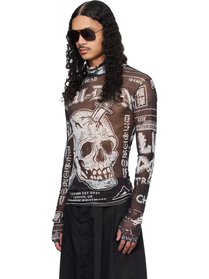 LU'U DAN Black Masked Mesh Top outlook