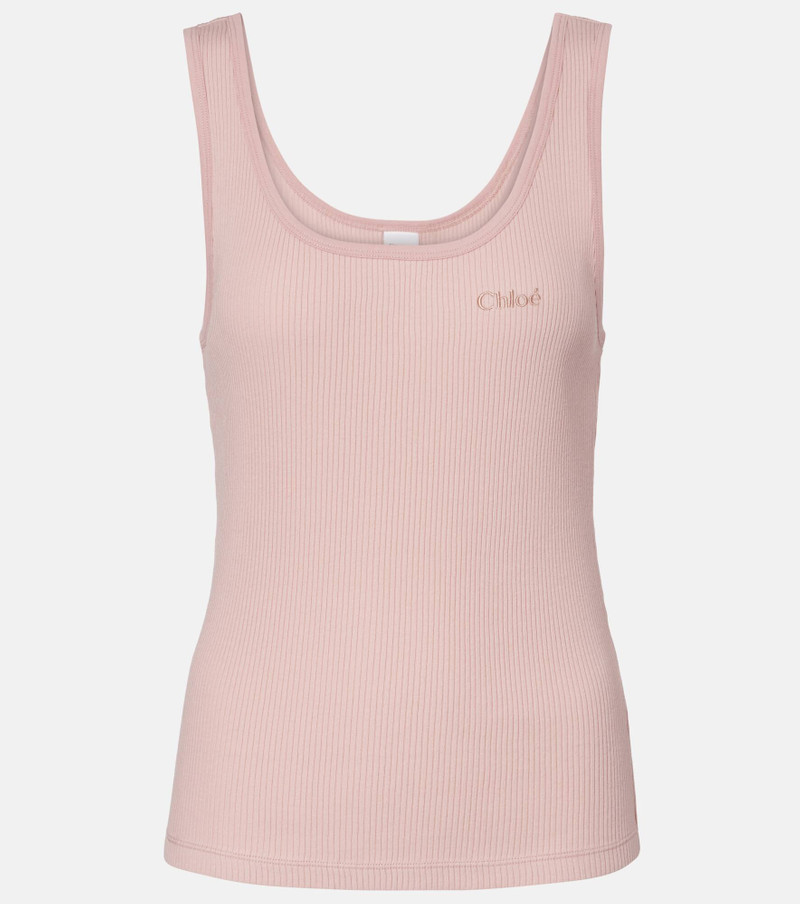 Logo ribbed-knit cotton jersey tank top 1