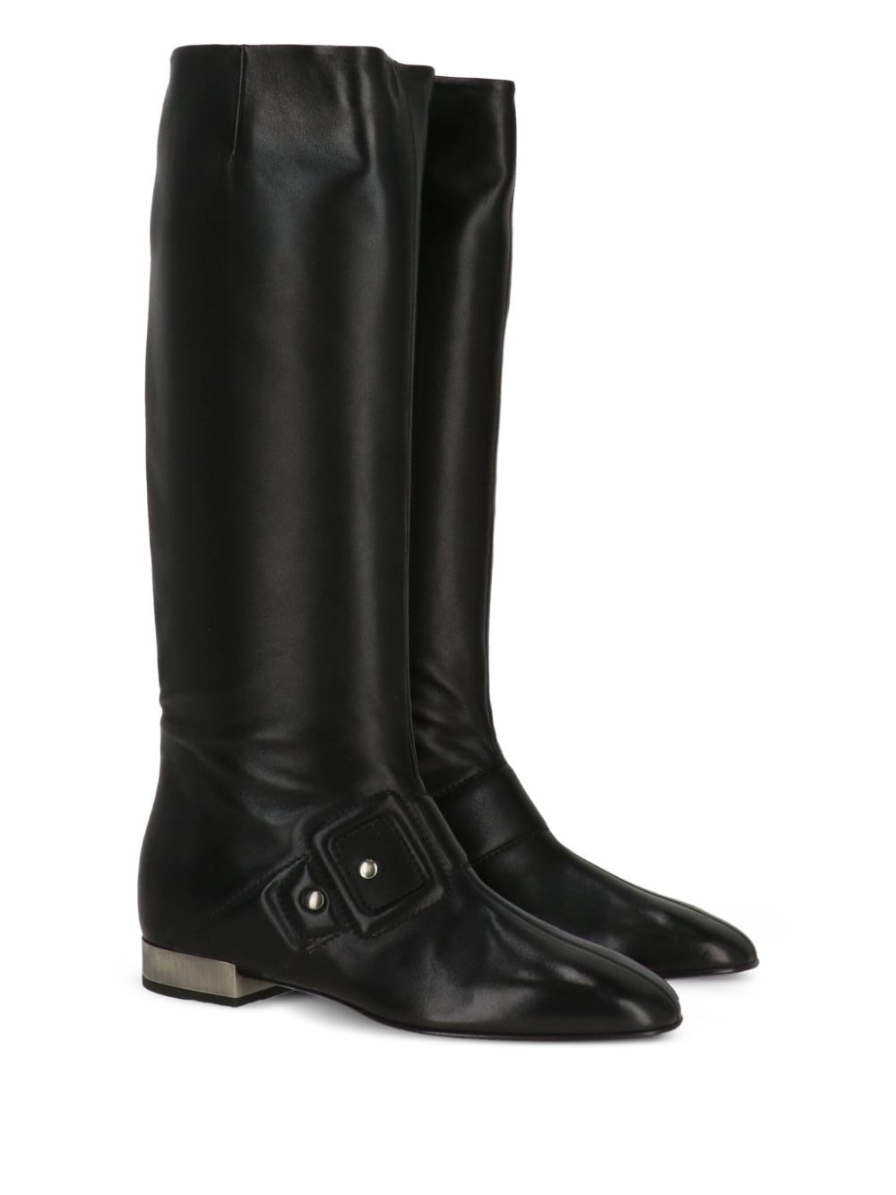buckle-detail leather knee-high boots - 2