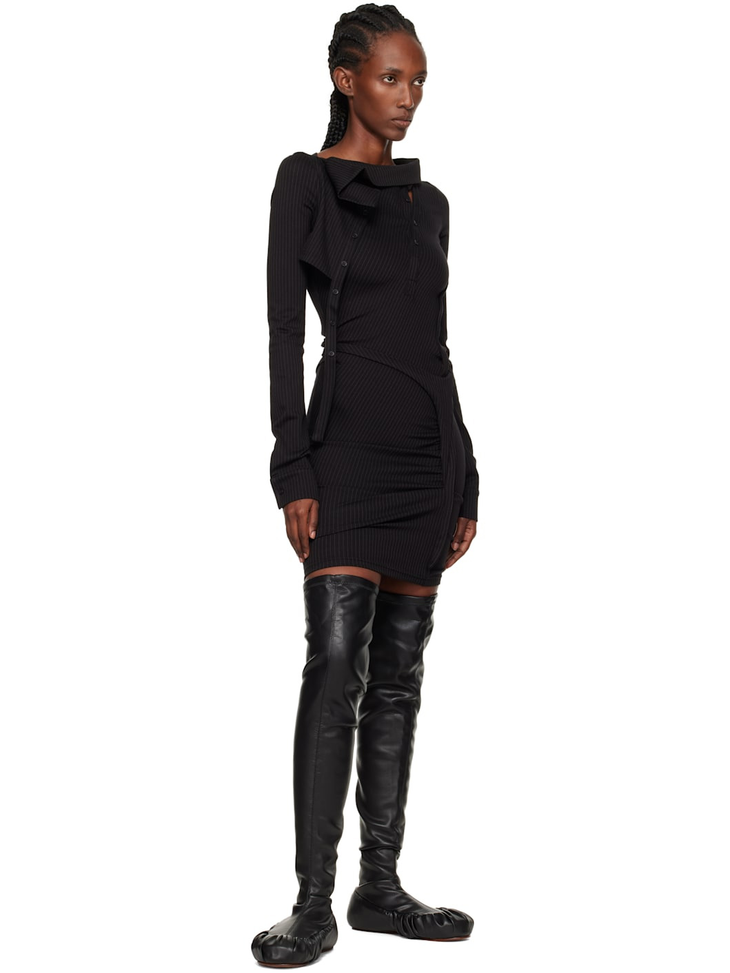 Black Overknee Ballerina Tall Boots - 5